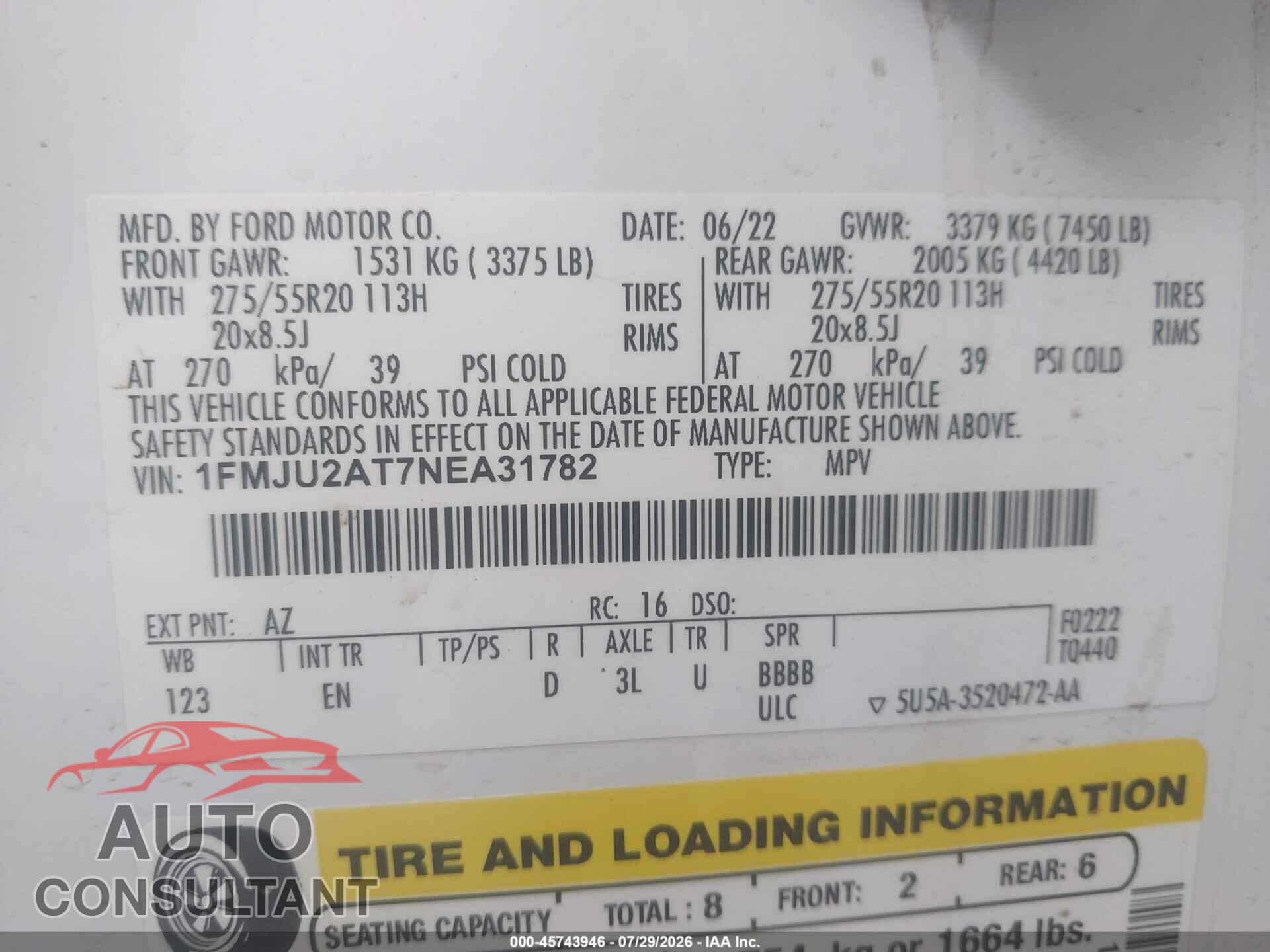 FORD EXPEDITION 2022 - 1FMJU2AT7NEA31782