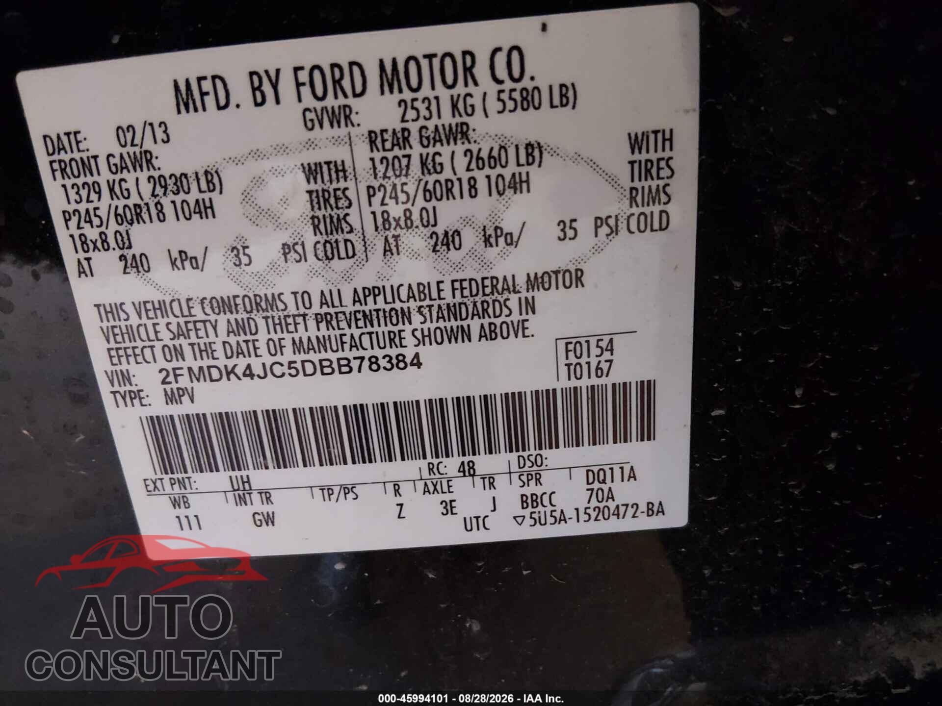 FORD EDGE 2013 - 2FMDK4JC5DBB78384