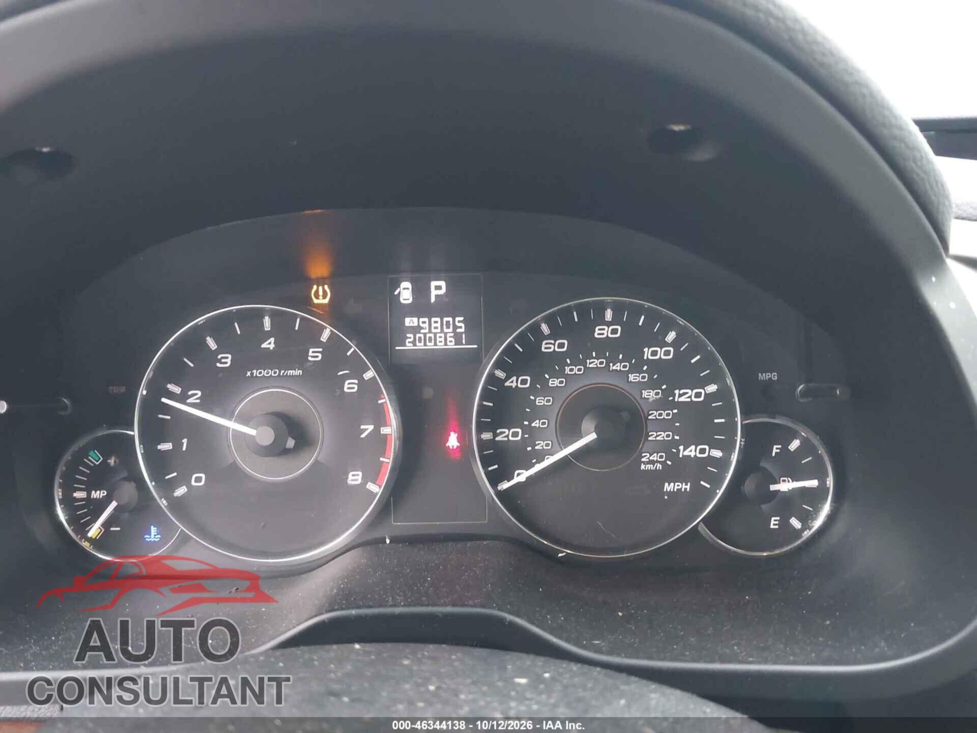 SUBARU OUTBACK 2012 - 4S4BRBKCXC3290599