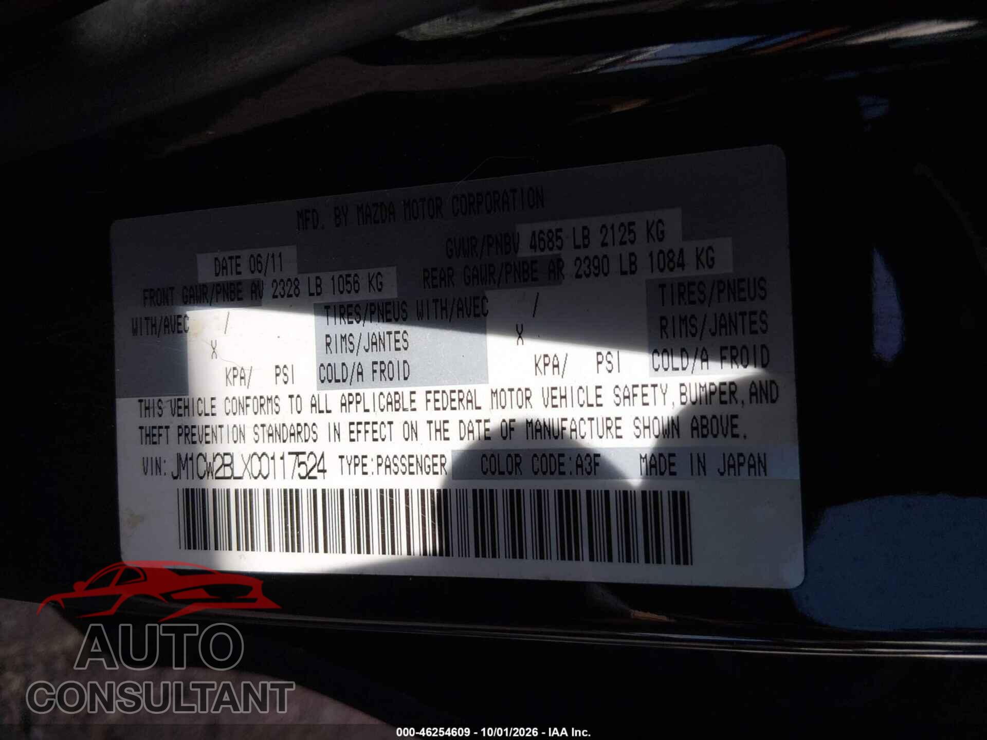 MAZDA MAZDA5 2012 - JM1CW2BLXC0117524