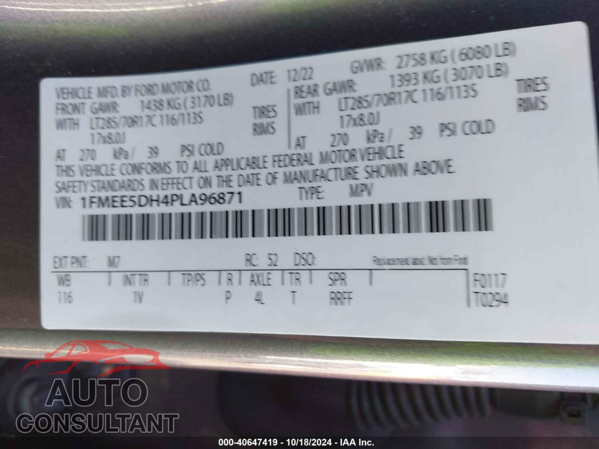FORD BRONCO 2023 - 1FMEE5DH4PLA96871