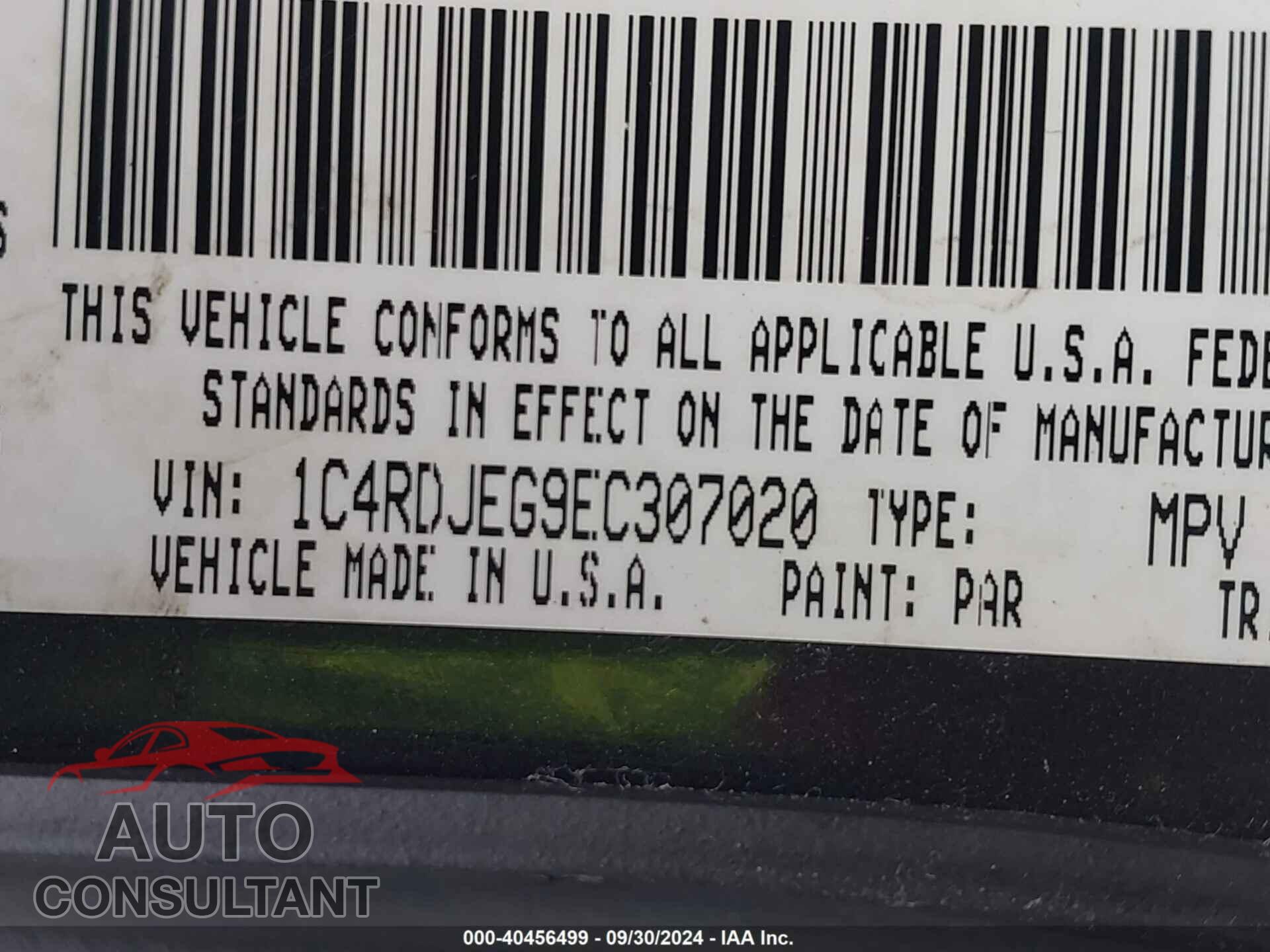 DODGE DURANGO 2014 - 1C4RDJEG9EC307020