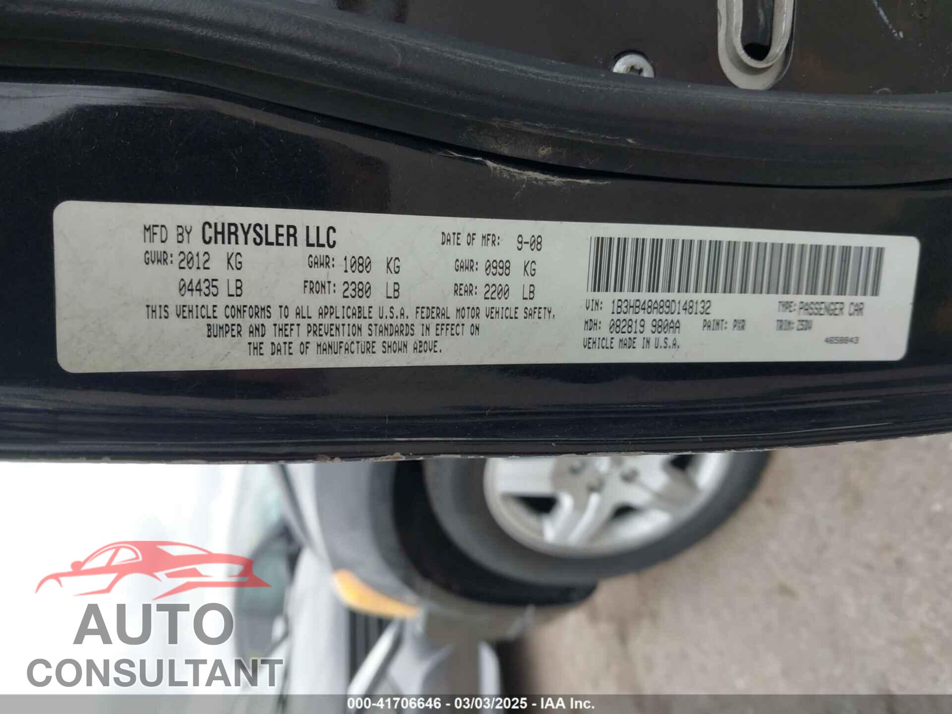 DODGE CALIBER 2009 - 1B3HB48A89D148132