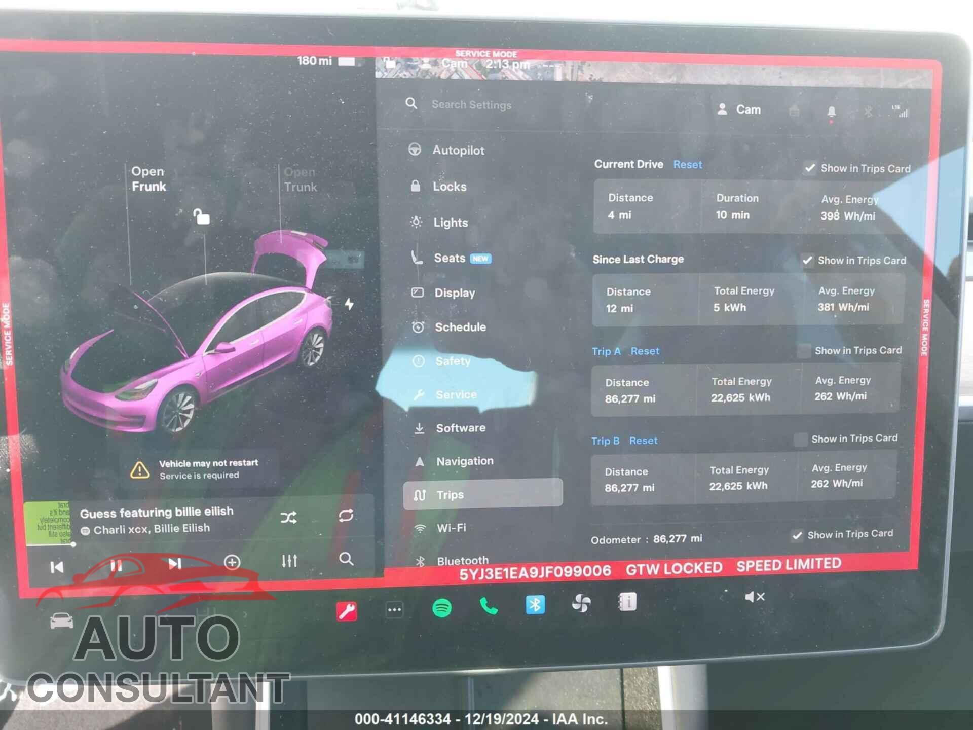 TESLA MODEL 3 2018 - 5YJ3E1EA9JF099006