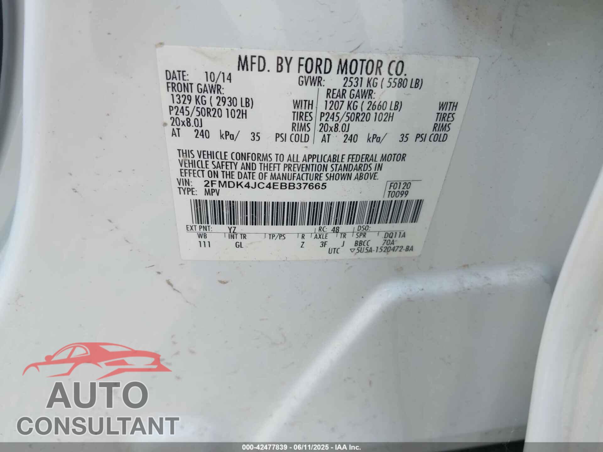 FORD EDGE 2014 - 2FMDK4JC4EBB37665