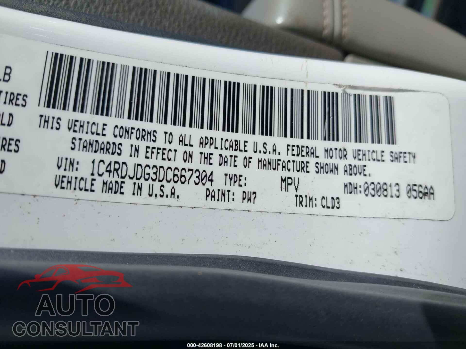 DODGE DURANGO 2013 - 1C4RDJDG3DC667304