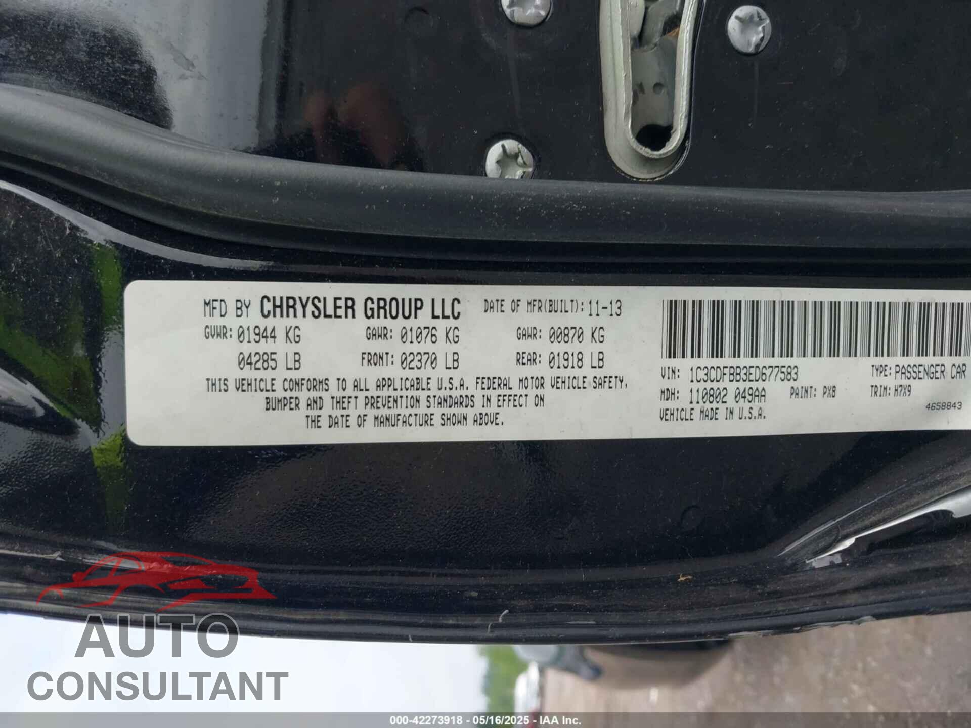 DODGE DART 2014 - 1C3CDFBB3ED677583
