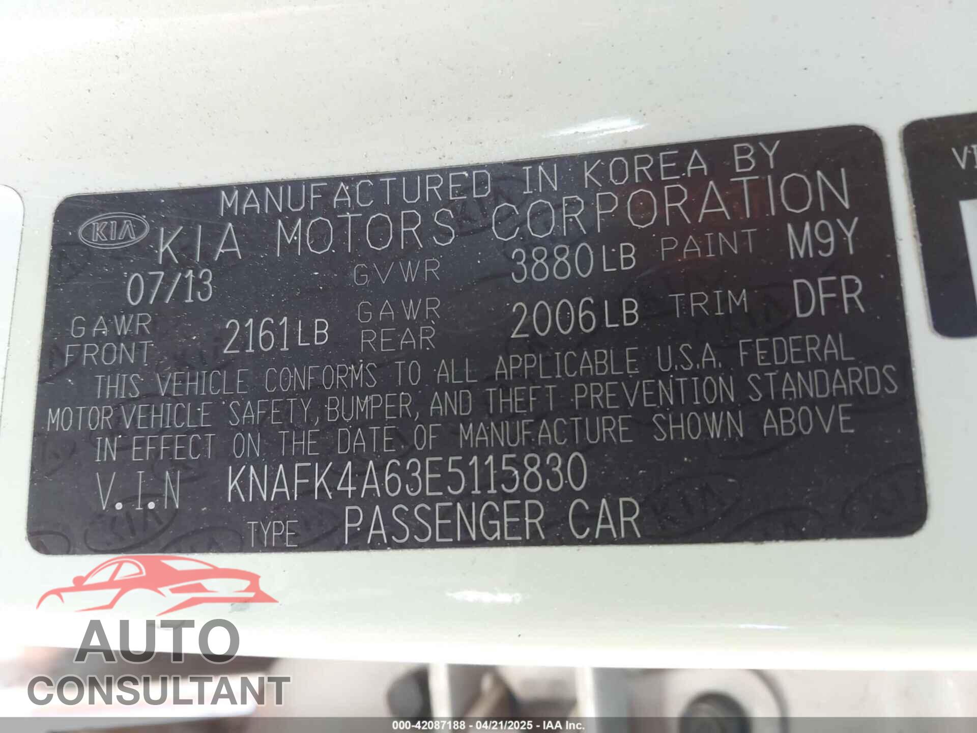 KIA FORTE 2014 - KNAFK4A63E5115830