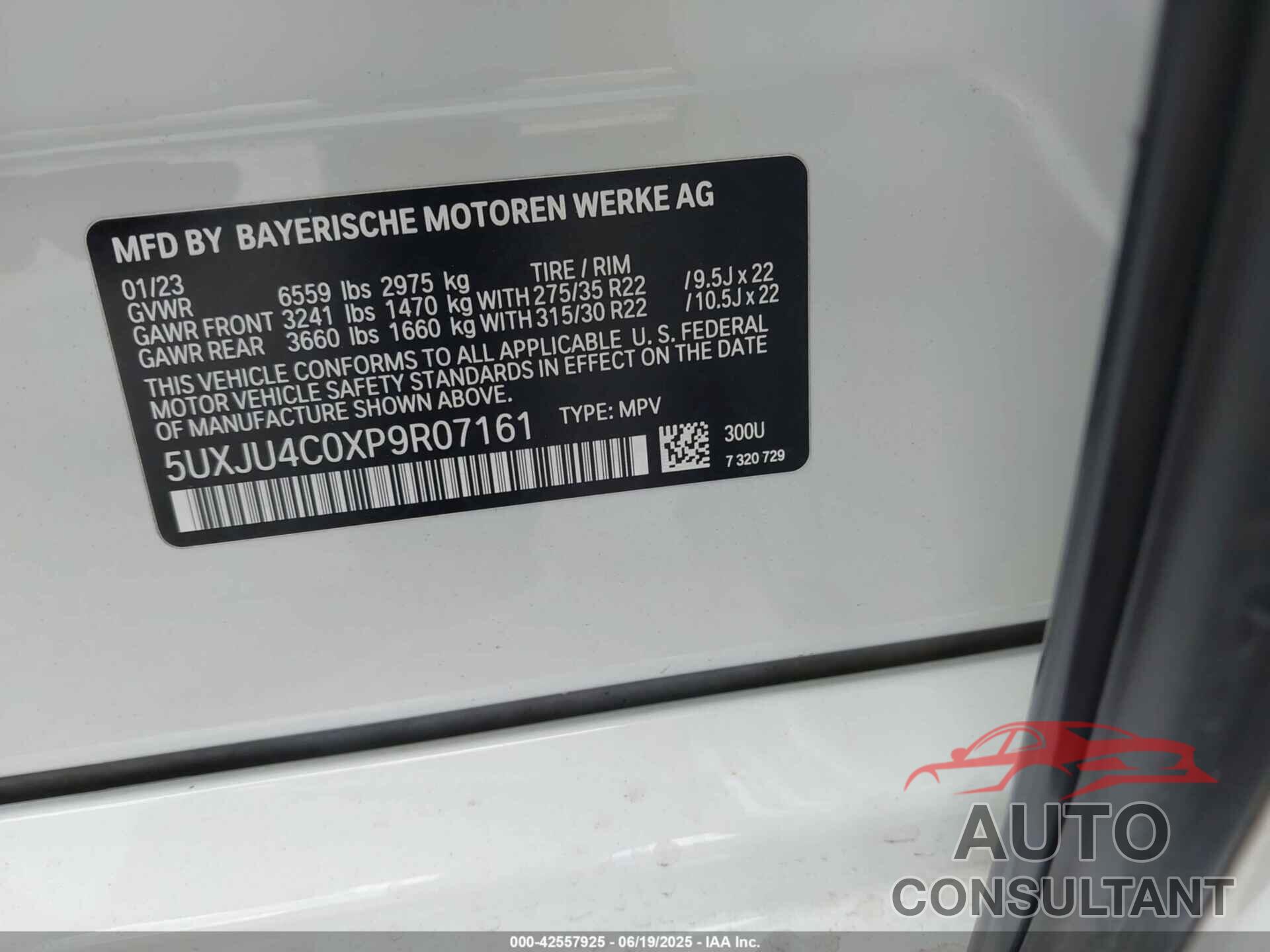 BMW X5 2023 - 5UXJU4C0XP9R07161