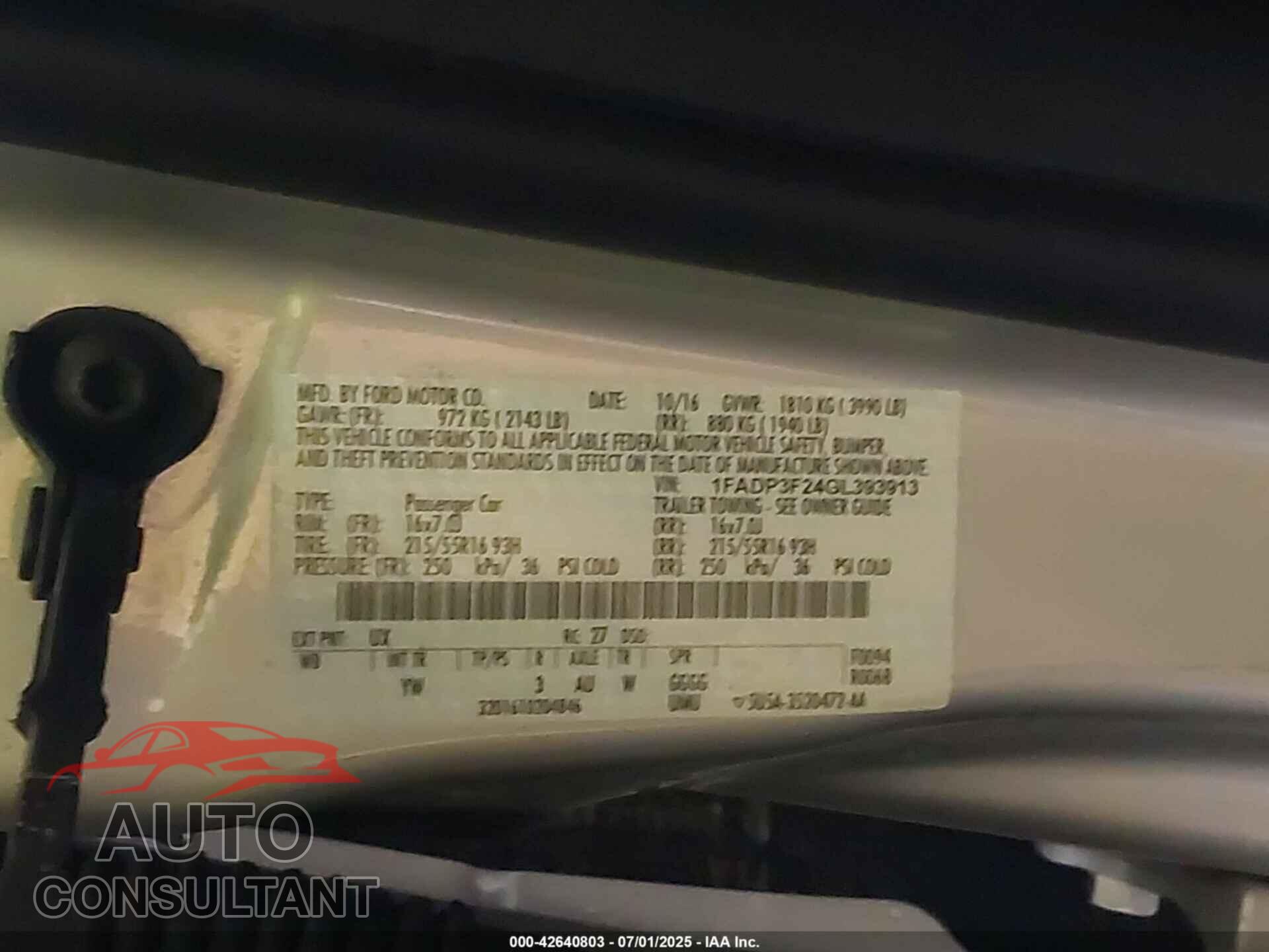FORD FOCUS 2016 - 1FADP3F24GL393913