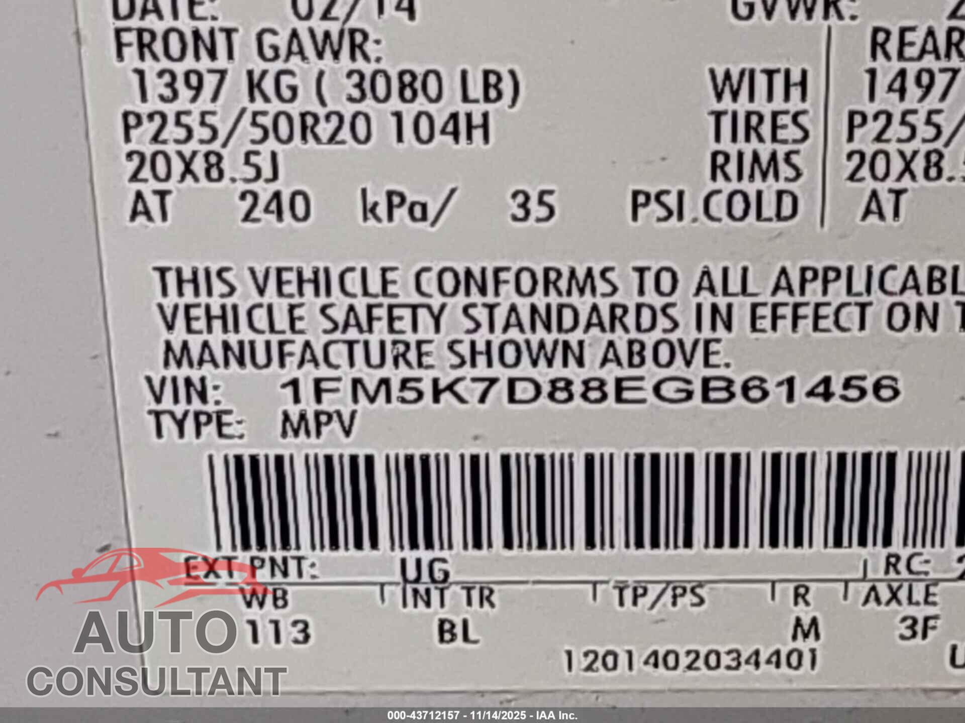 FORD EXPLORER 2014 - 1FM5K7D88EGB61456