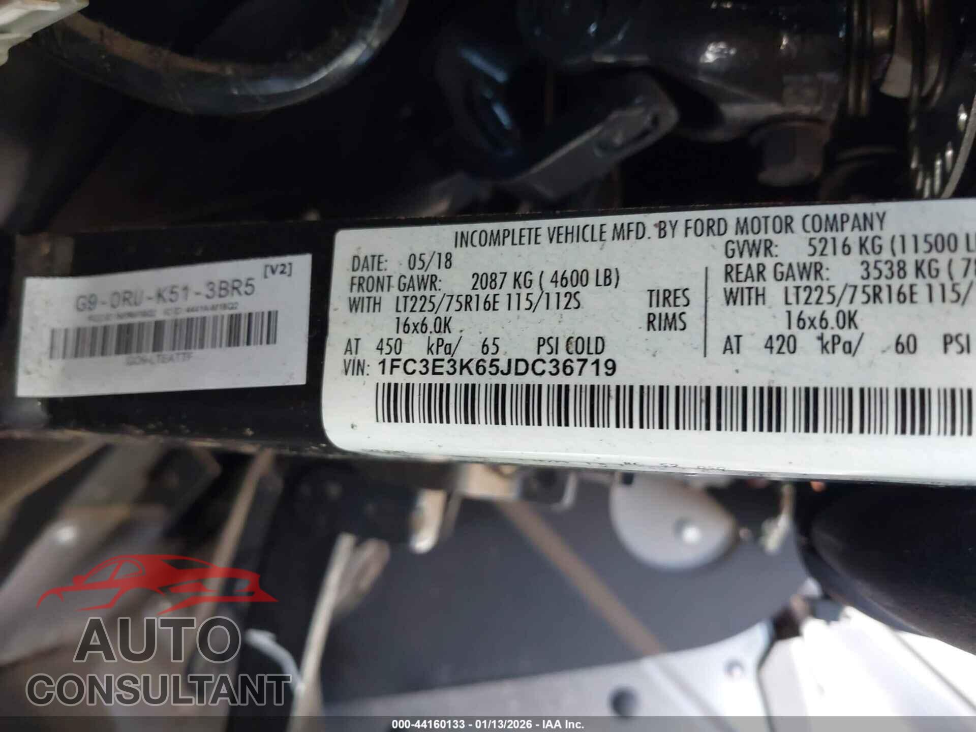 FORD E-350 STRIPPED 2018 - 1FC3E3K65JDC36719