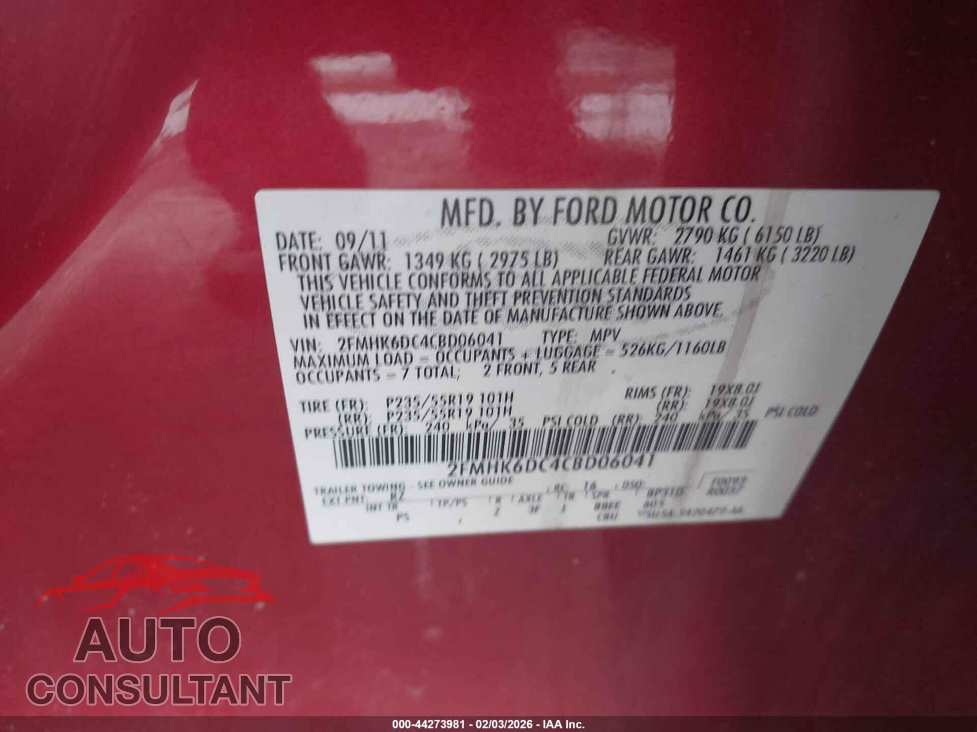 FORD FLEX 2012 - 2FMHK6DC4CBD06041