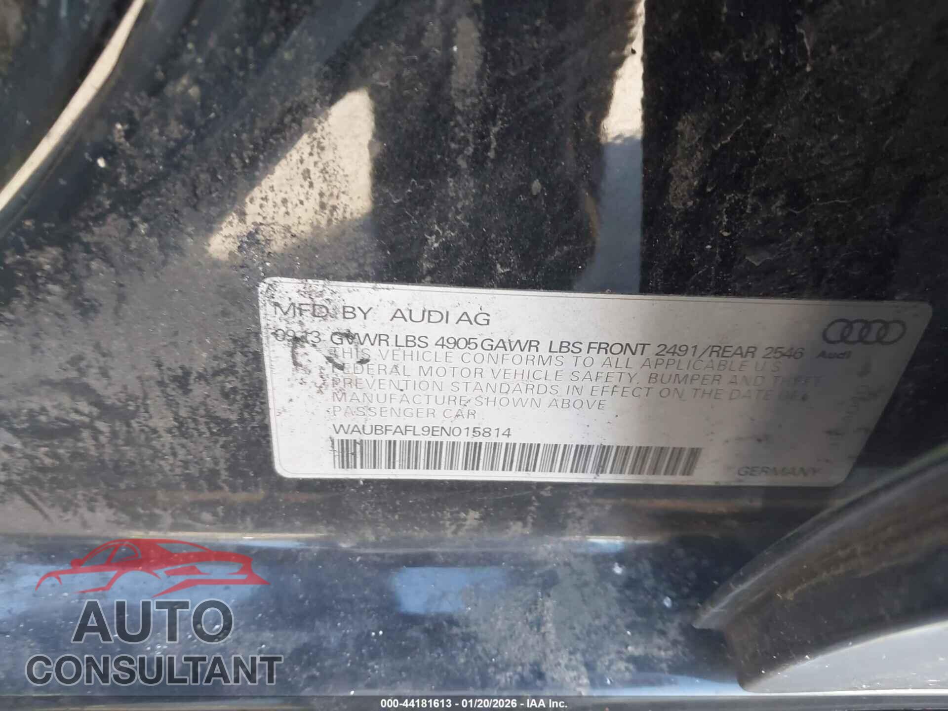AUDI A4 2014 - WAUBFAFL9EN015814