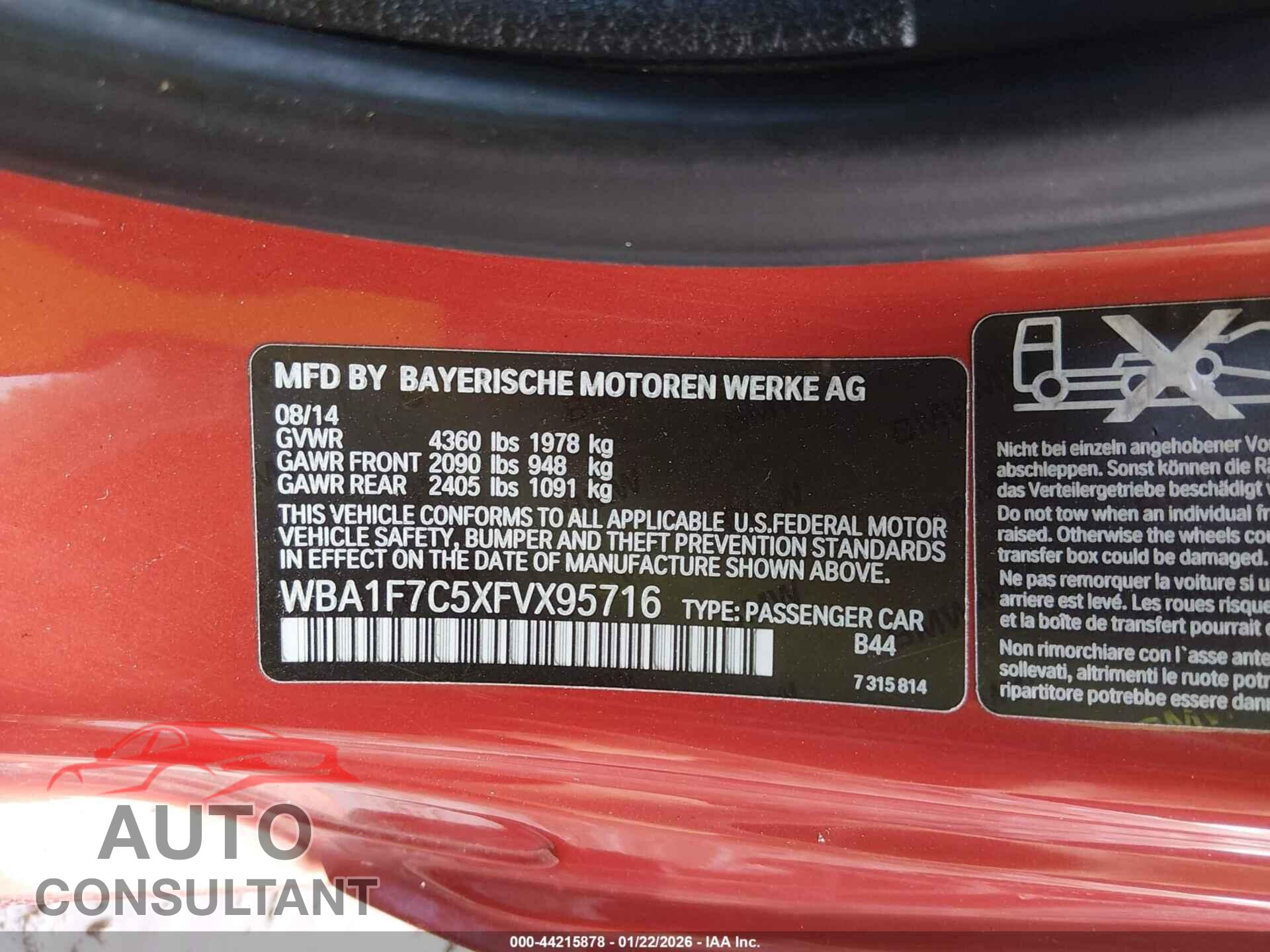 BMW 228I 2015 - WBA1F7C5XFVX95716