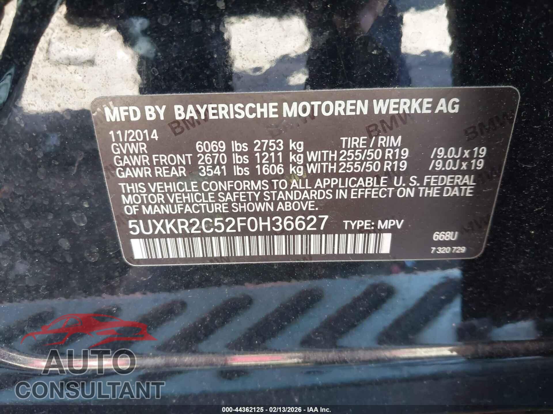 BMW X5 2015 - 5UXKR2C52F0H36627