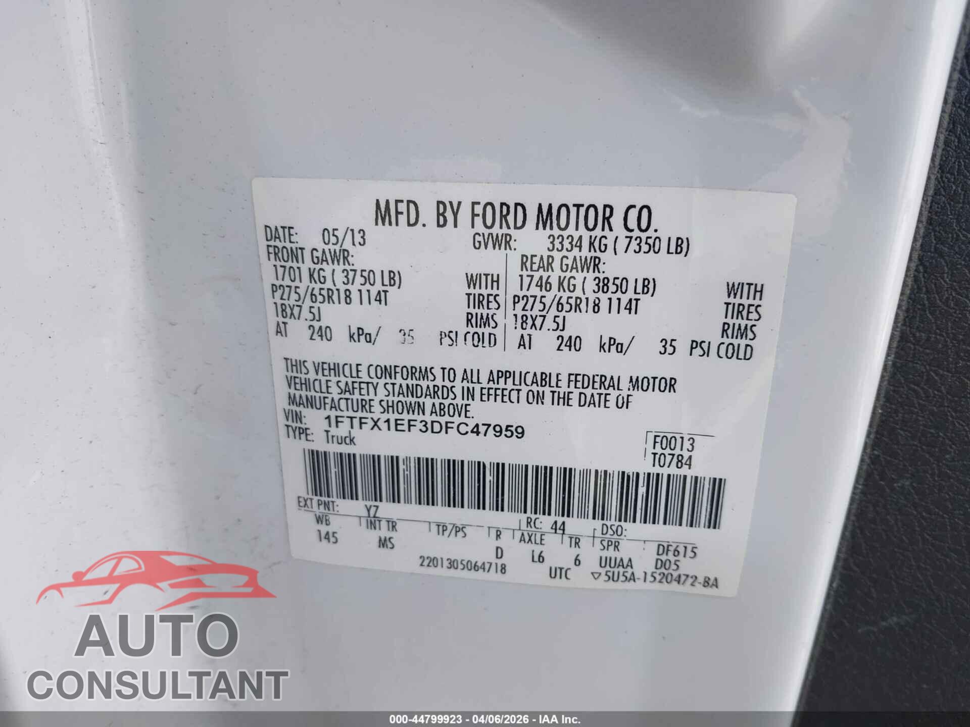 FORD F-150 2013 - 1FTFX1EF3DFC47959
