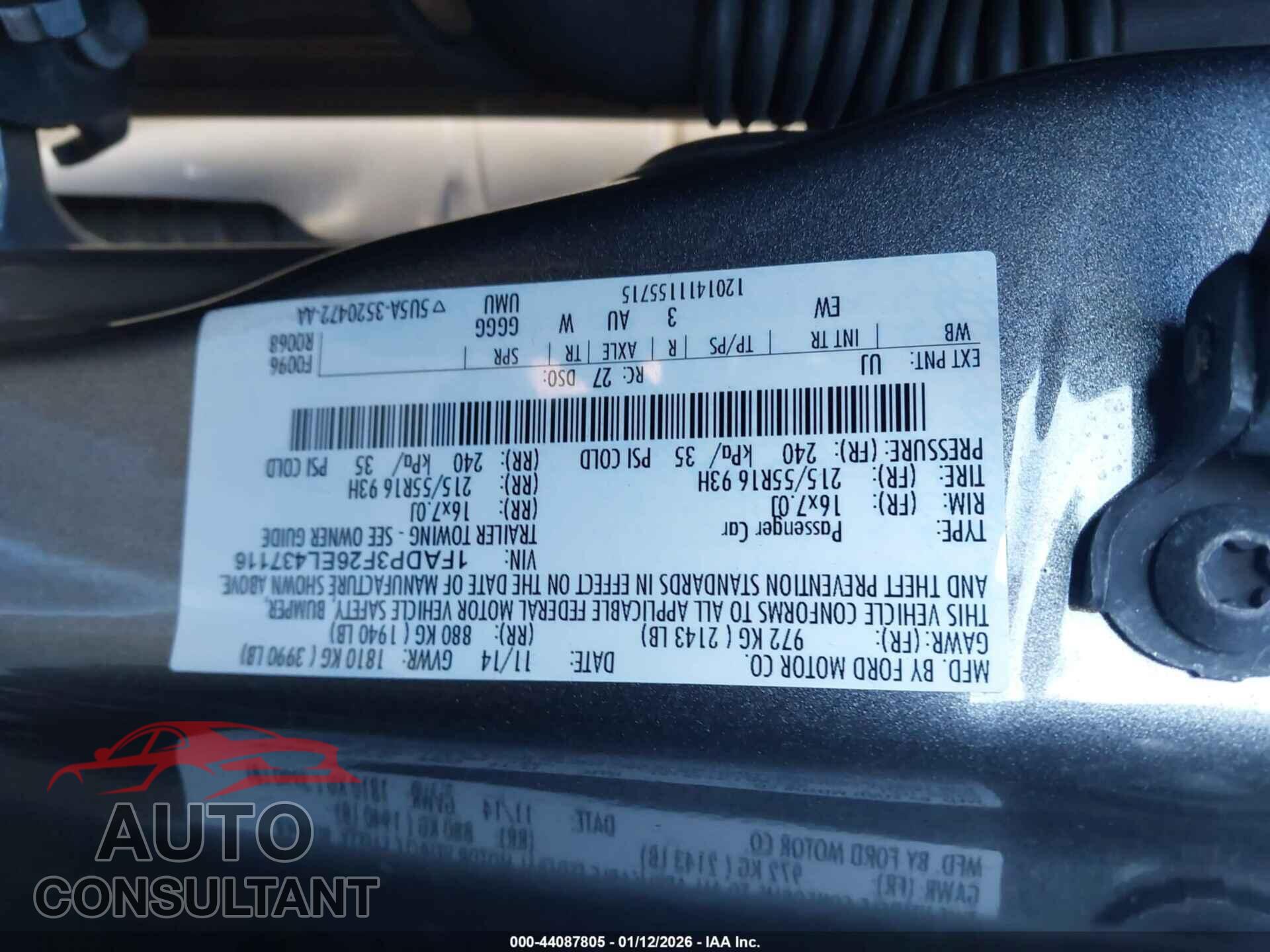 FORD FOCUS 2014 - 1FADP3F26EL437116