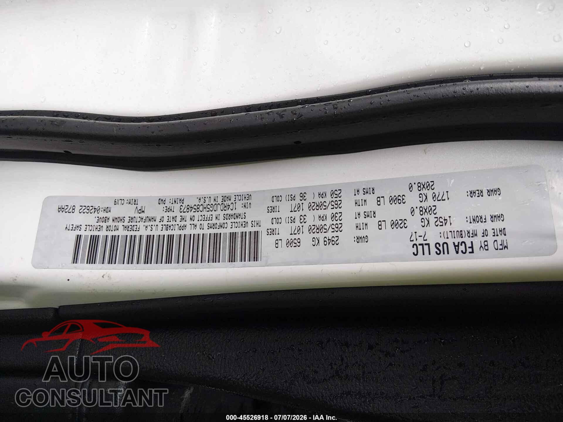 DODGE DURANGO 2017 - 1C4RDJDG5HC854873