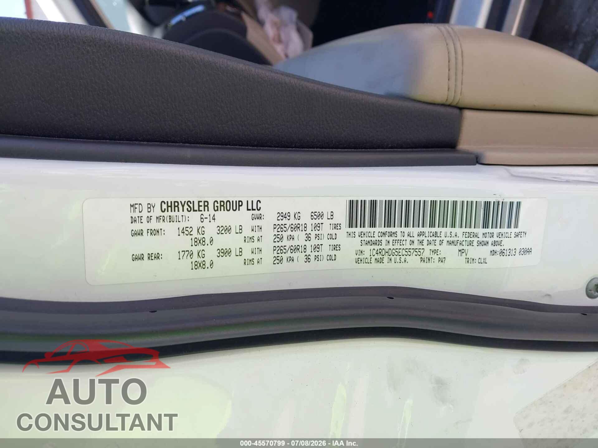 DODGE DURANGO 2014 - 1C4RDHDG5EC557557