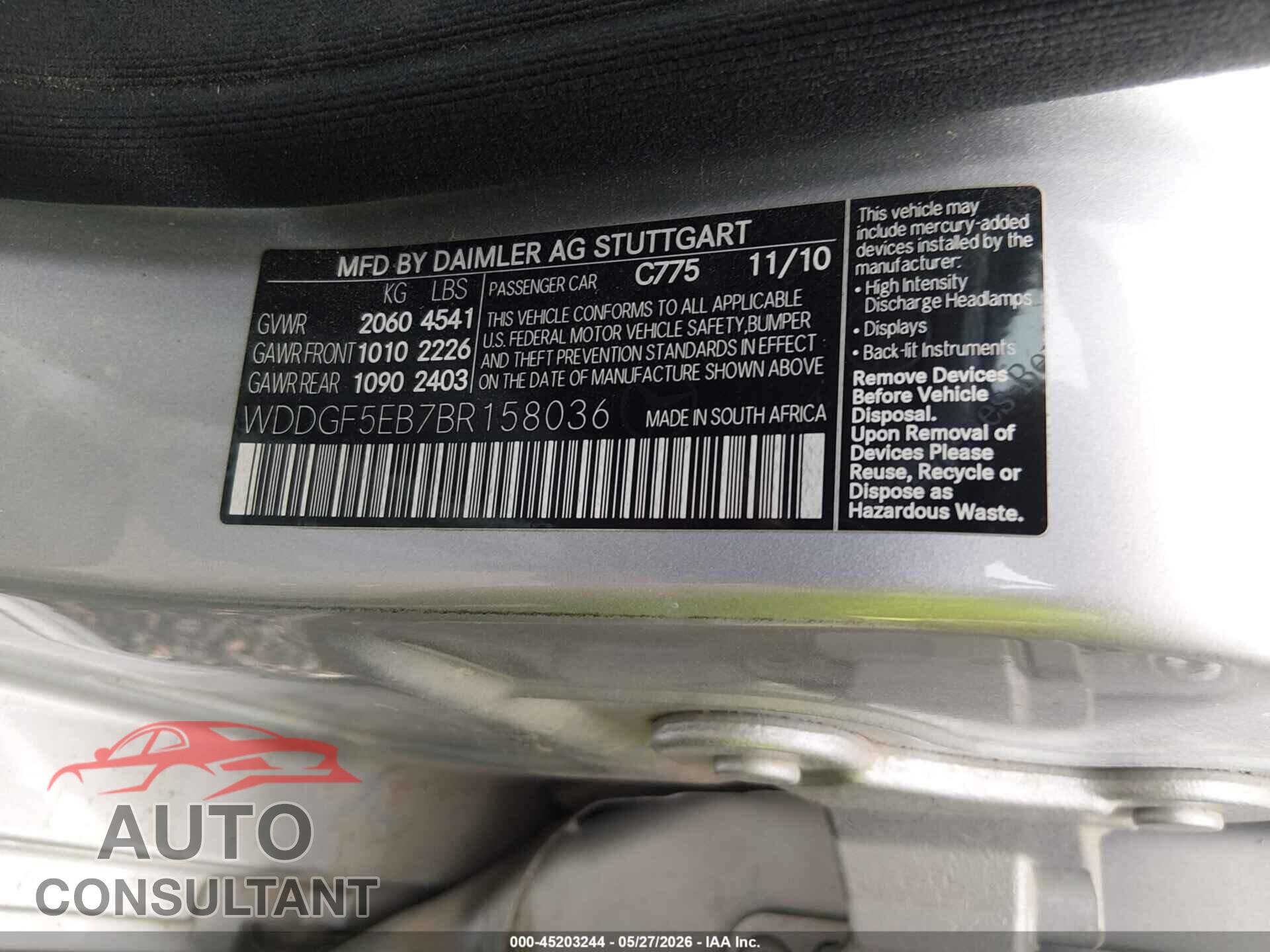 MERCEDES-BENZ C 300 2011 - WDDGF5EB7BR158036