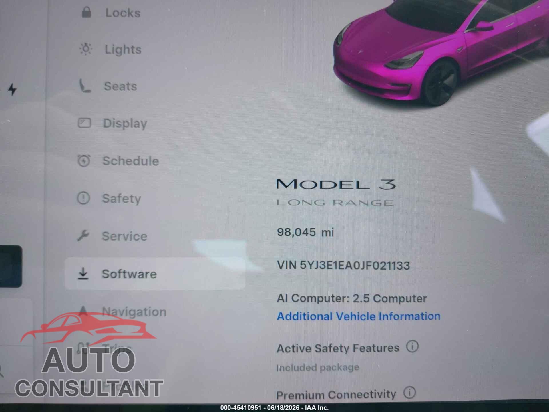 TESLA MODEL 3 2018 - 5YJ3E1EA0JF021133