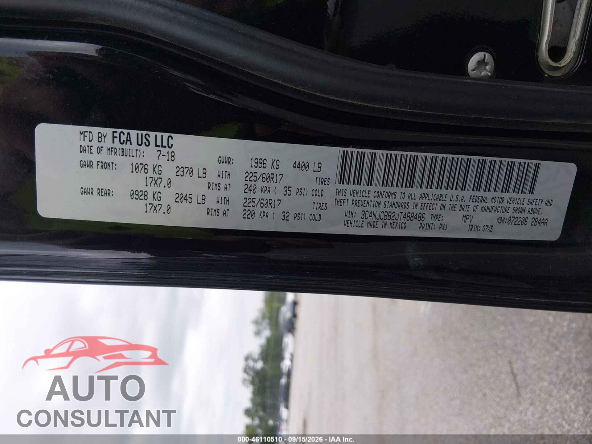JEEP COMPASS 2018 - 3C4NJCBB2JT488486