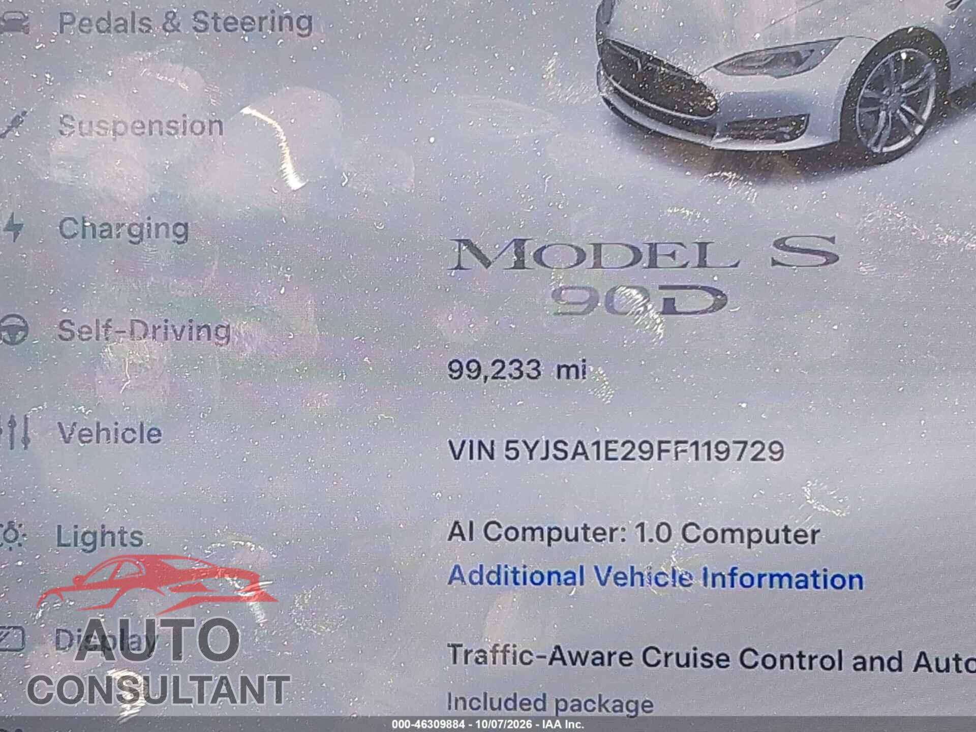 TESLA MODEL S 2015 - 5YJSA1E29FF119729
