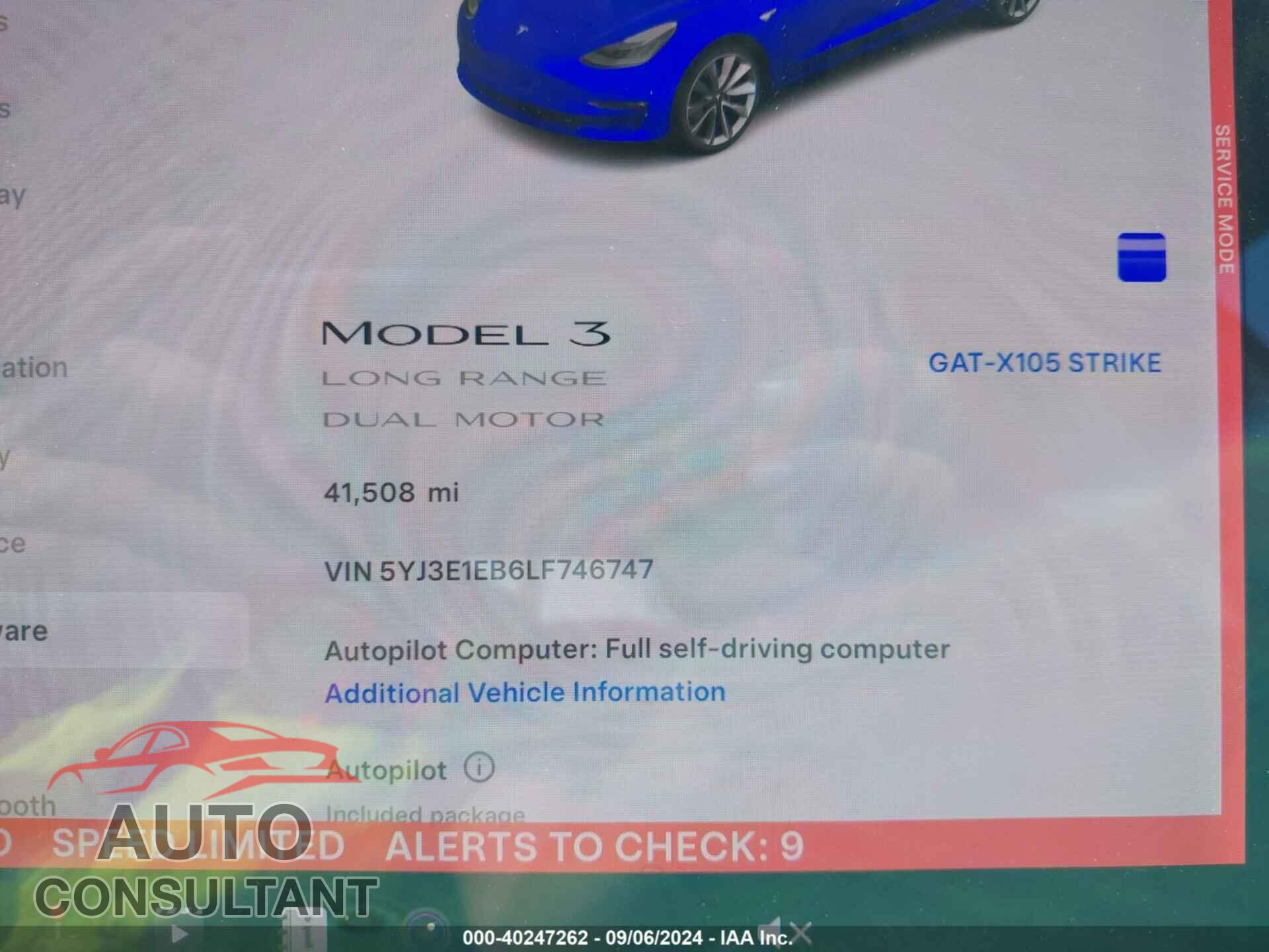 TESLA MODEL 3 2020 - 5YJ3E1EB6LF746747