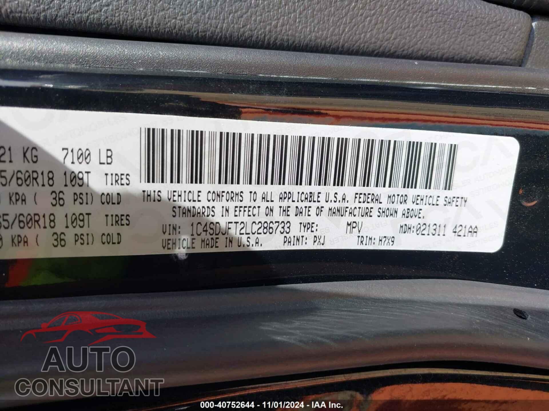 DODGE DURANGO 2020 - 1C4SDJFT2LC286733
