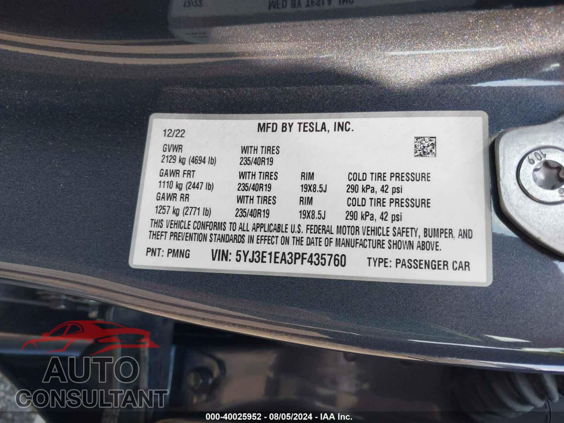 TESLA MODEL 3 2023 - 5YJ3E1EA3PF435760
