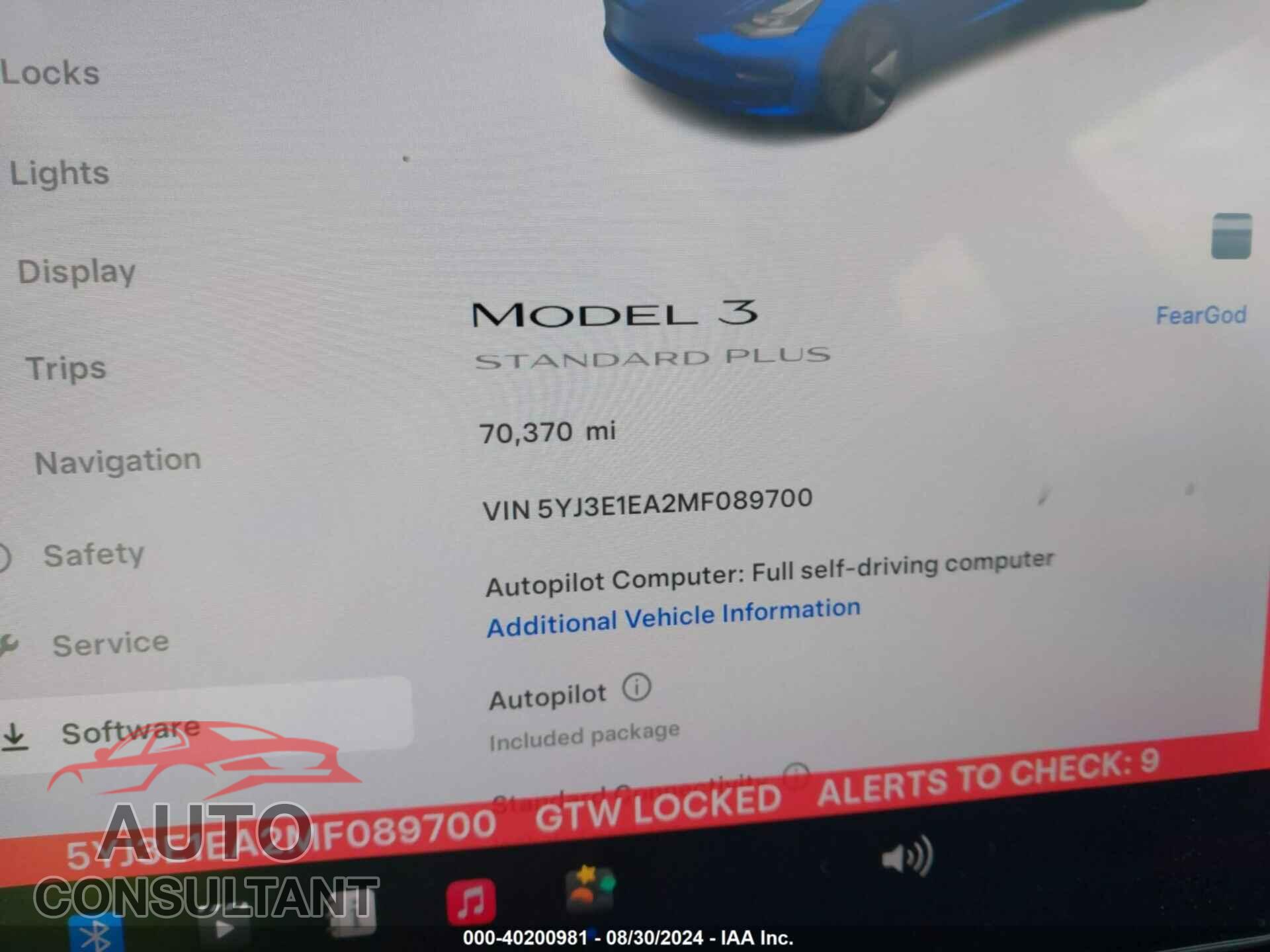 TESLA MODEL 3 2021 - 5YJ3E1EA2MF089700
