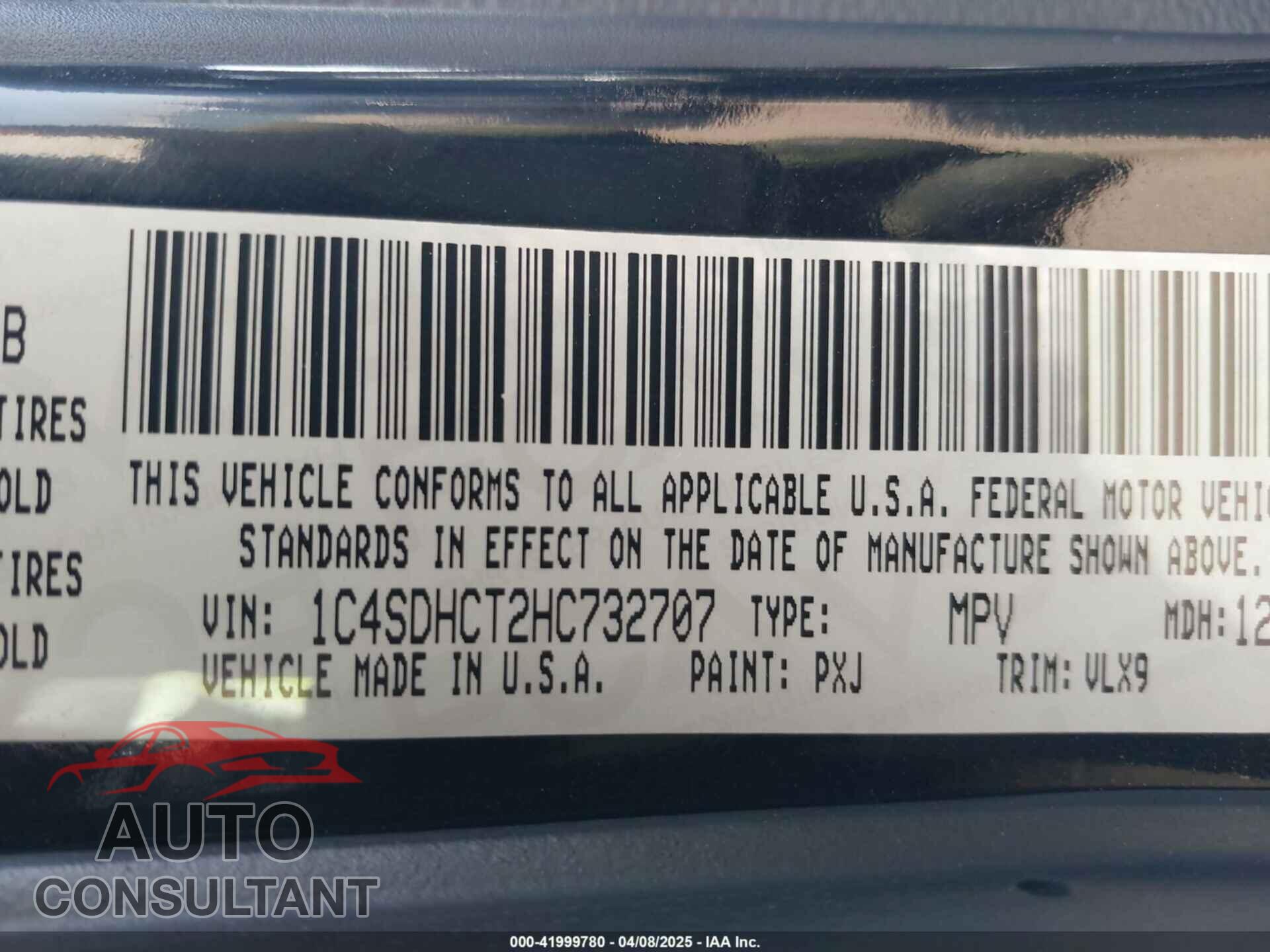 DODGE DURANGO 2017 - 1C4SDHCT2HC732707