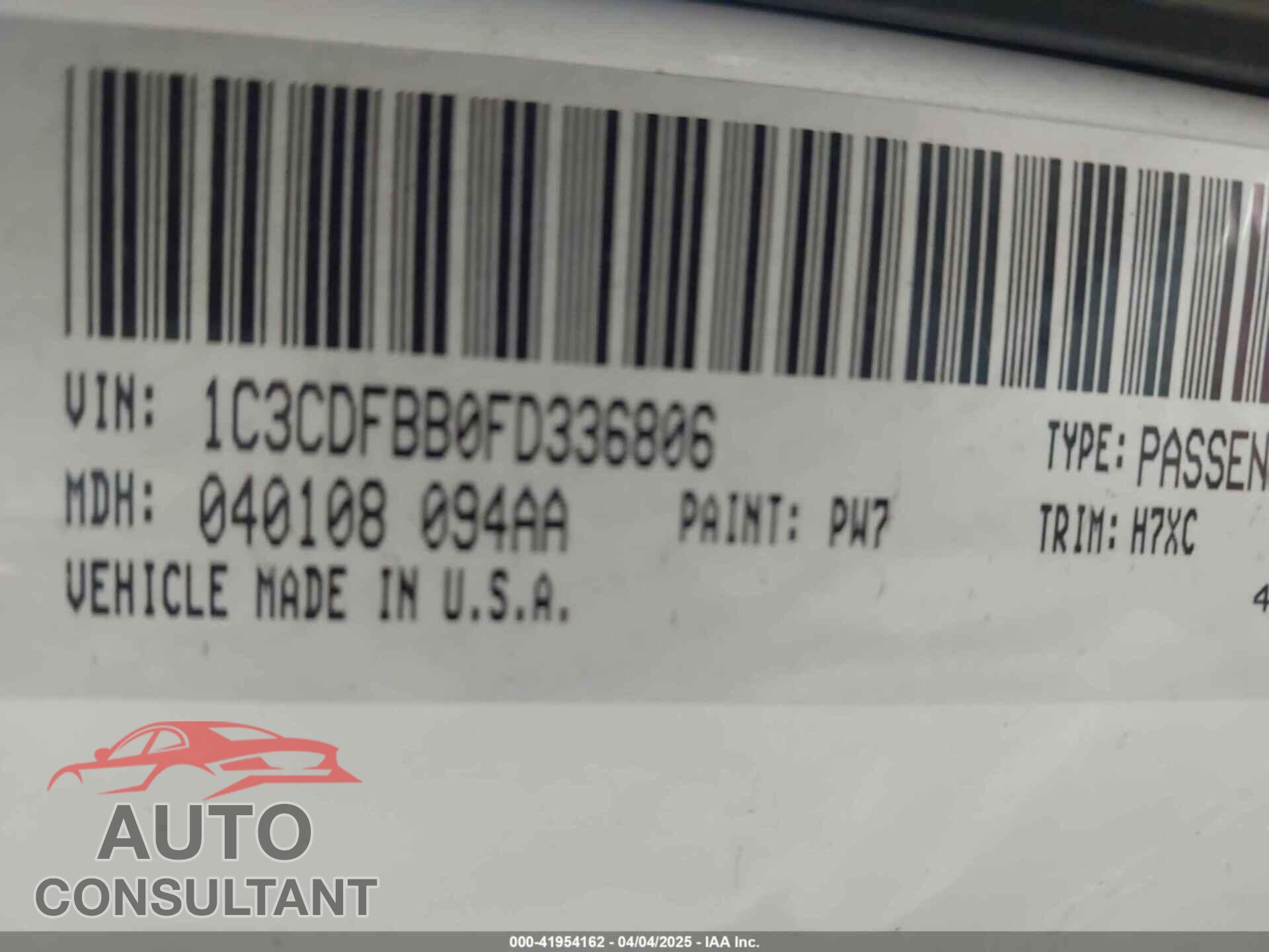 DODGE DART 2015 - 1C3CDFBB0FD336806