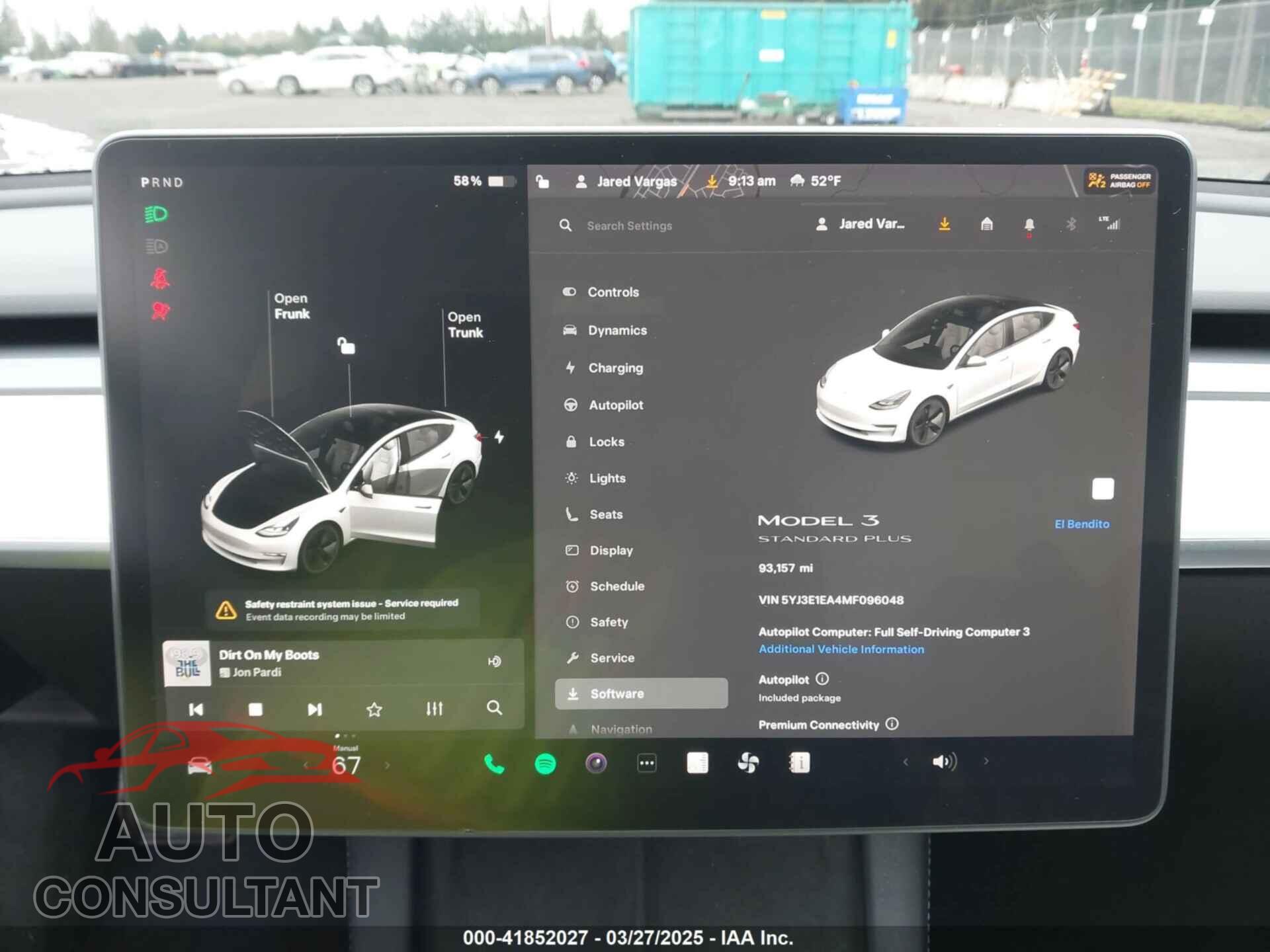 TESLA MODEL 3 2021 - 5YJ3E1EA4MF096048