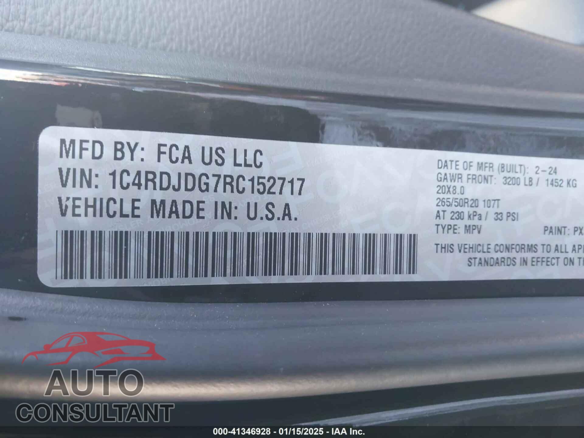 DODGE DURANGO 2024 - 1C4RDJDG7RC152717