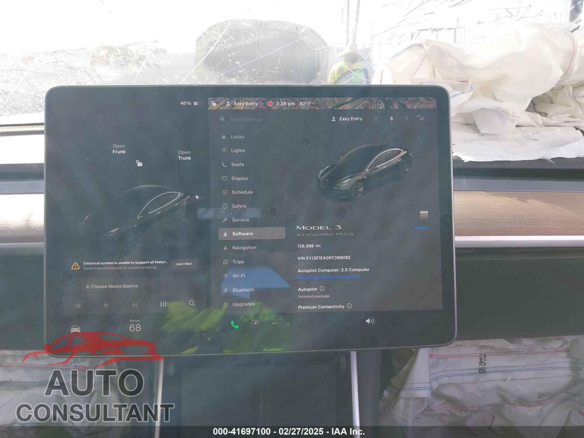 TESLA MODEL 3 2019 - 5YJ3E1EA0KF399082