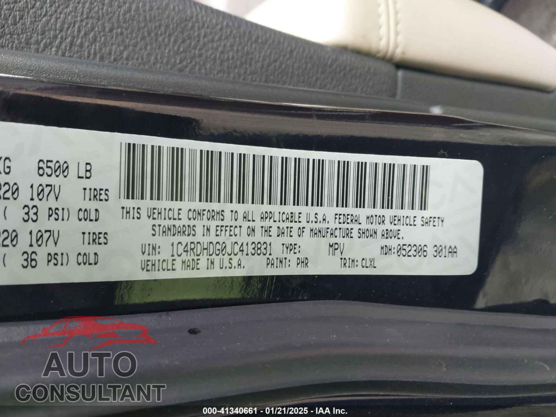 DODGE DURANGO 2018 - 1C4RDHDG0JC413831