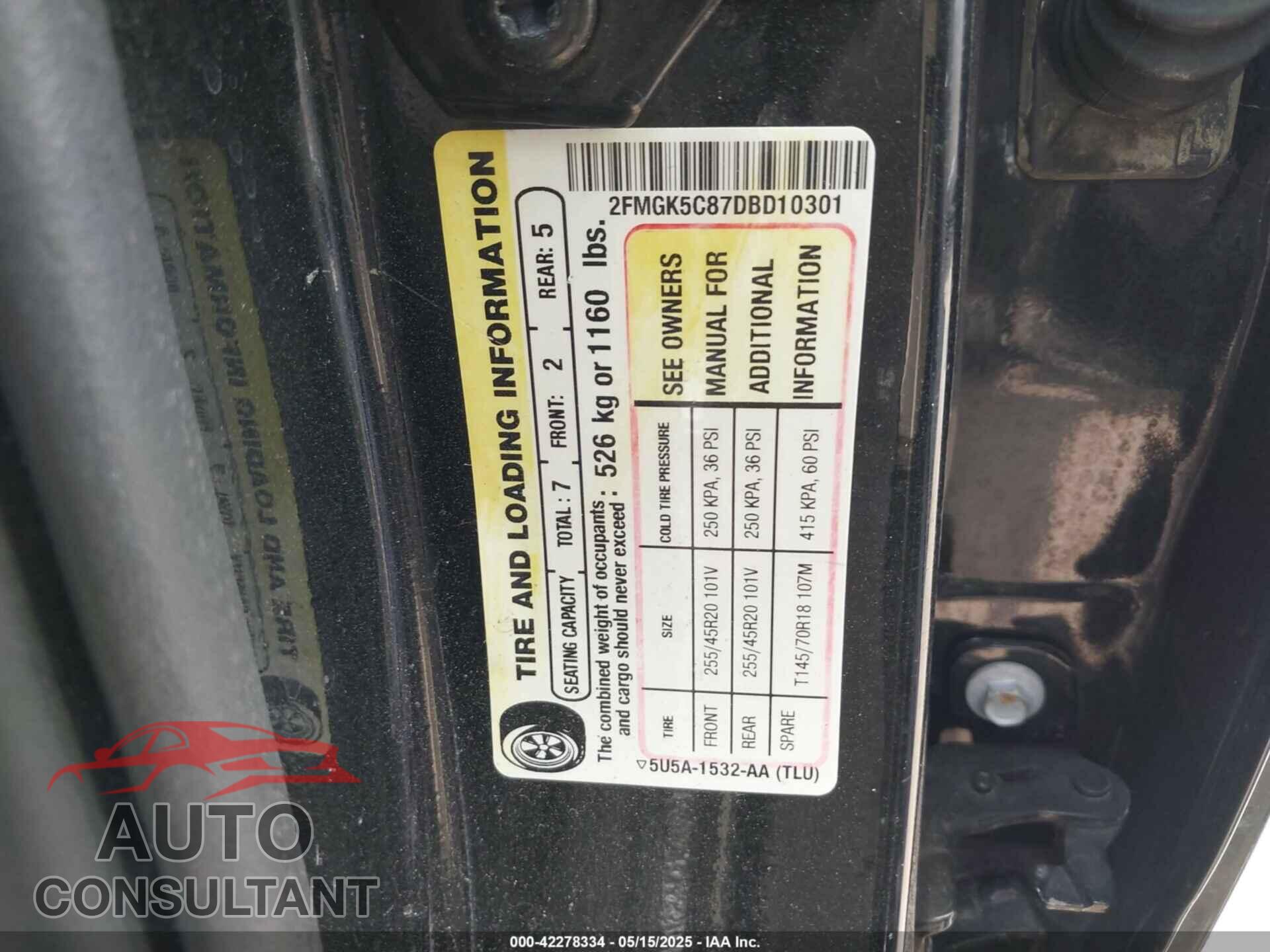 FORD FLEX 2013 - 2FMGK5C87DBD10301