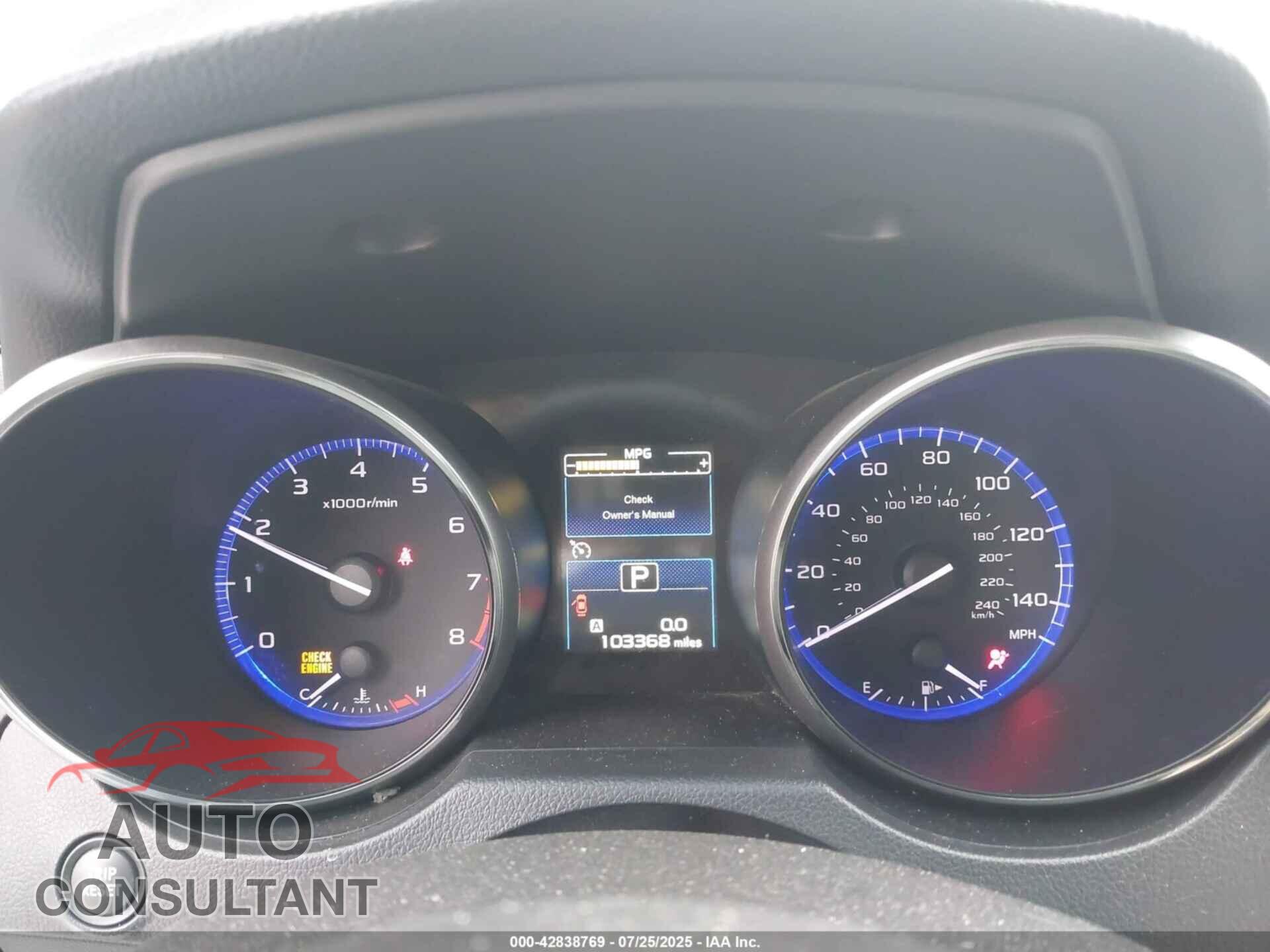 SUBARU OUTBACK 2018 - 4S4BSACC4J3333456