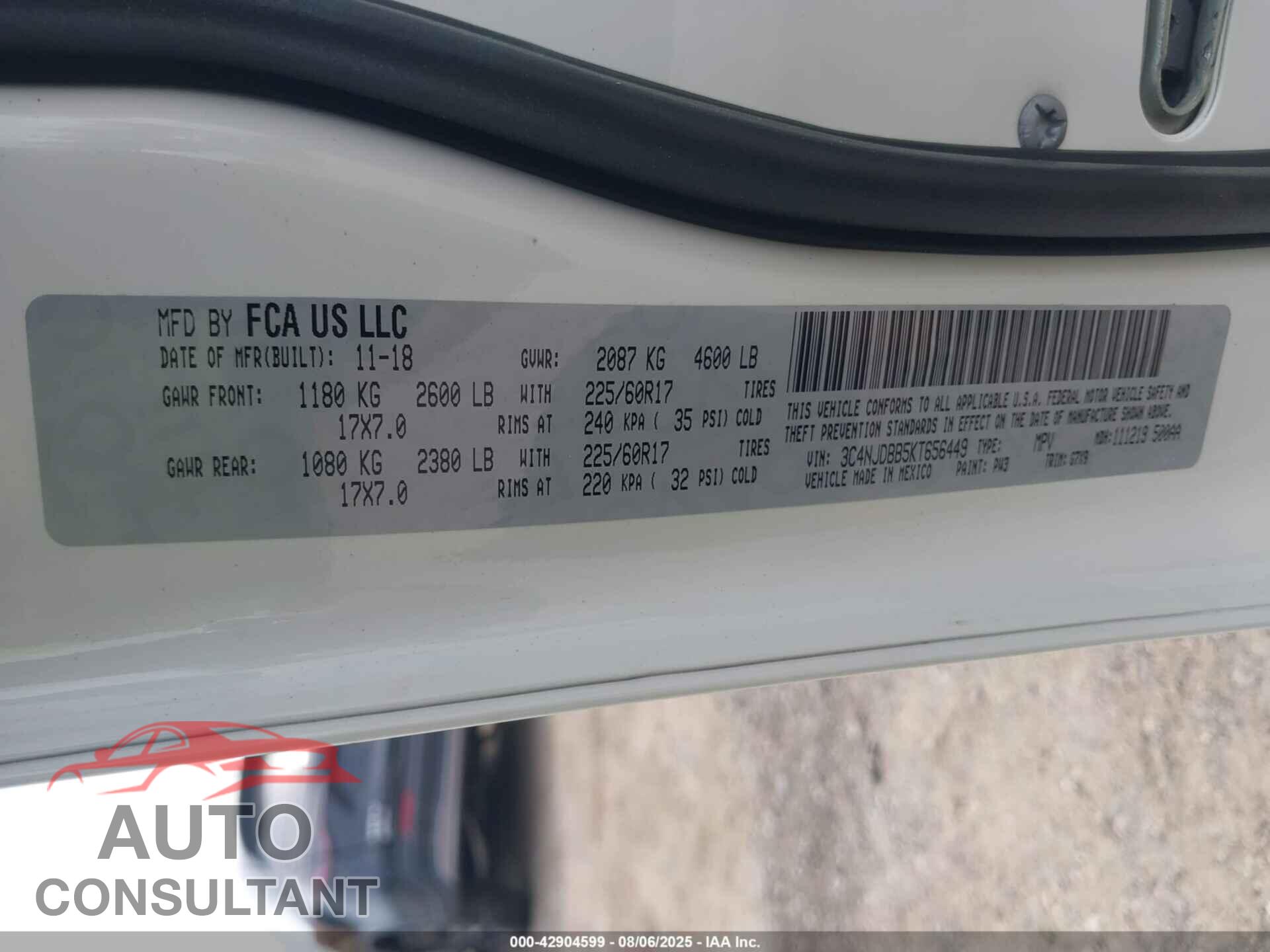 JEEP COMPASS 2019 - 3C4NJDBB5KT656449