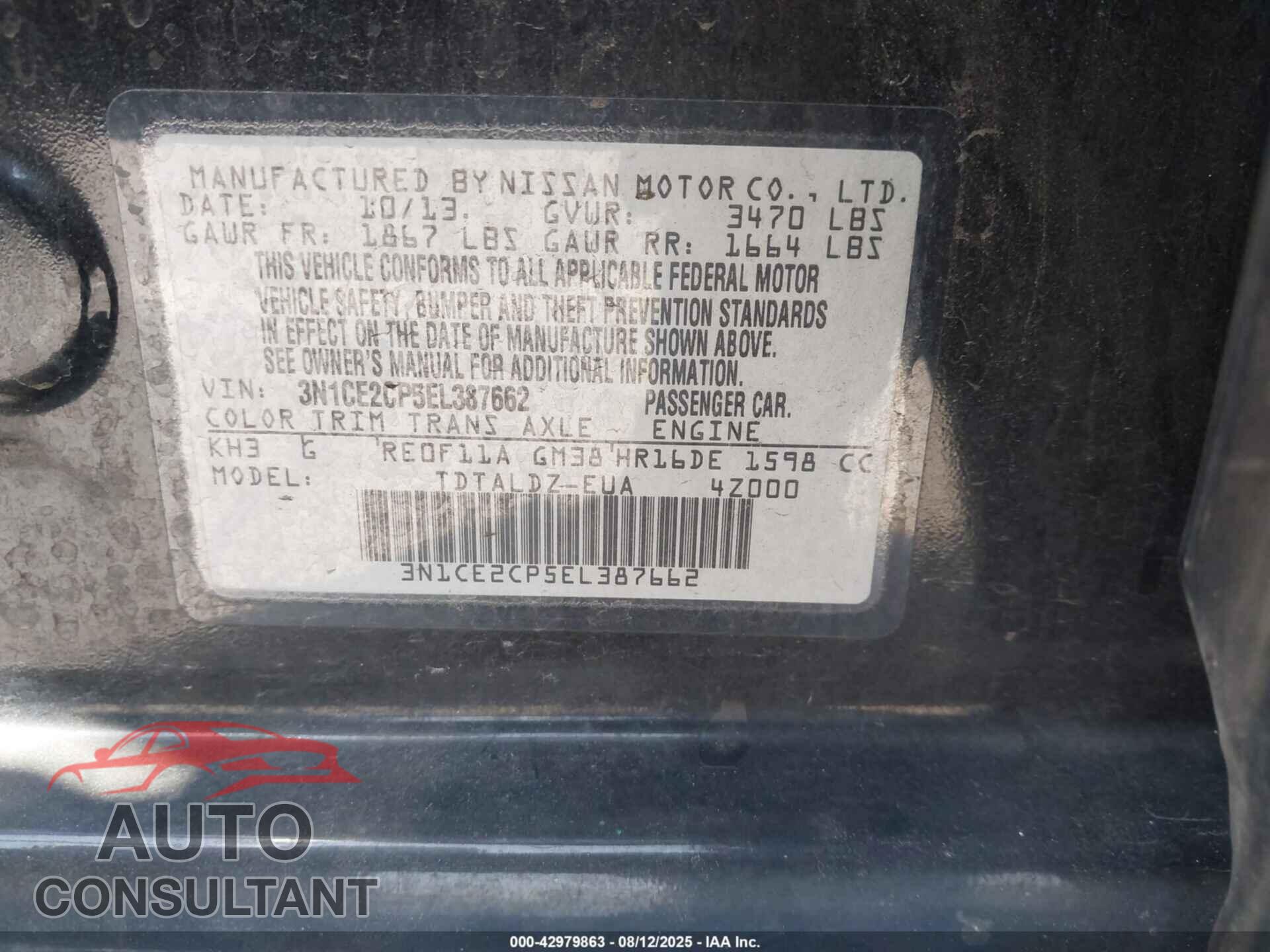 NISSAN VERSA NOTE 2014 - 3N1CE2CP5EL387662