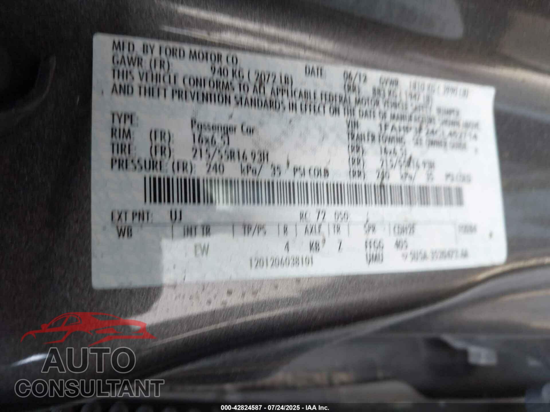 FORD FOCUS 2012 - 1FAHP3F24CL452714