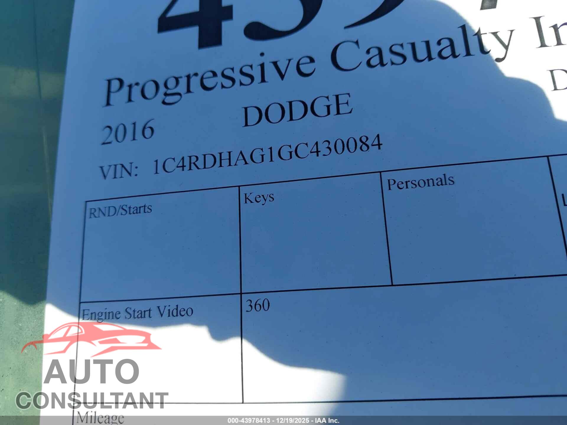 DODGE DURANGO 2016 - 1C4RDHAG1GC430084