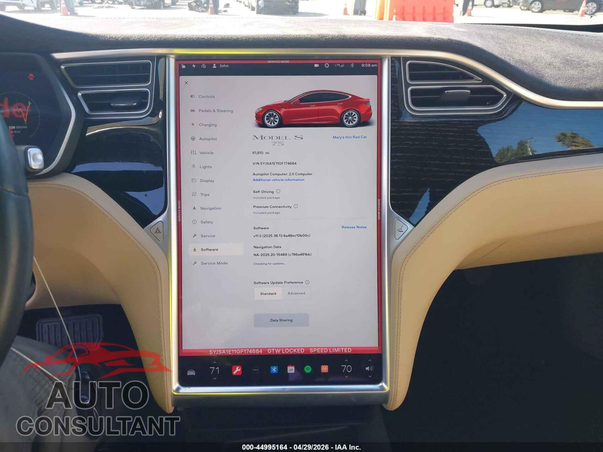 TESLA MODEL S 2016 - 5YJSA1E11GF174684
