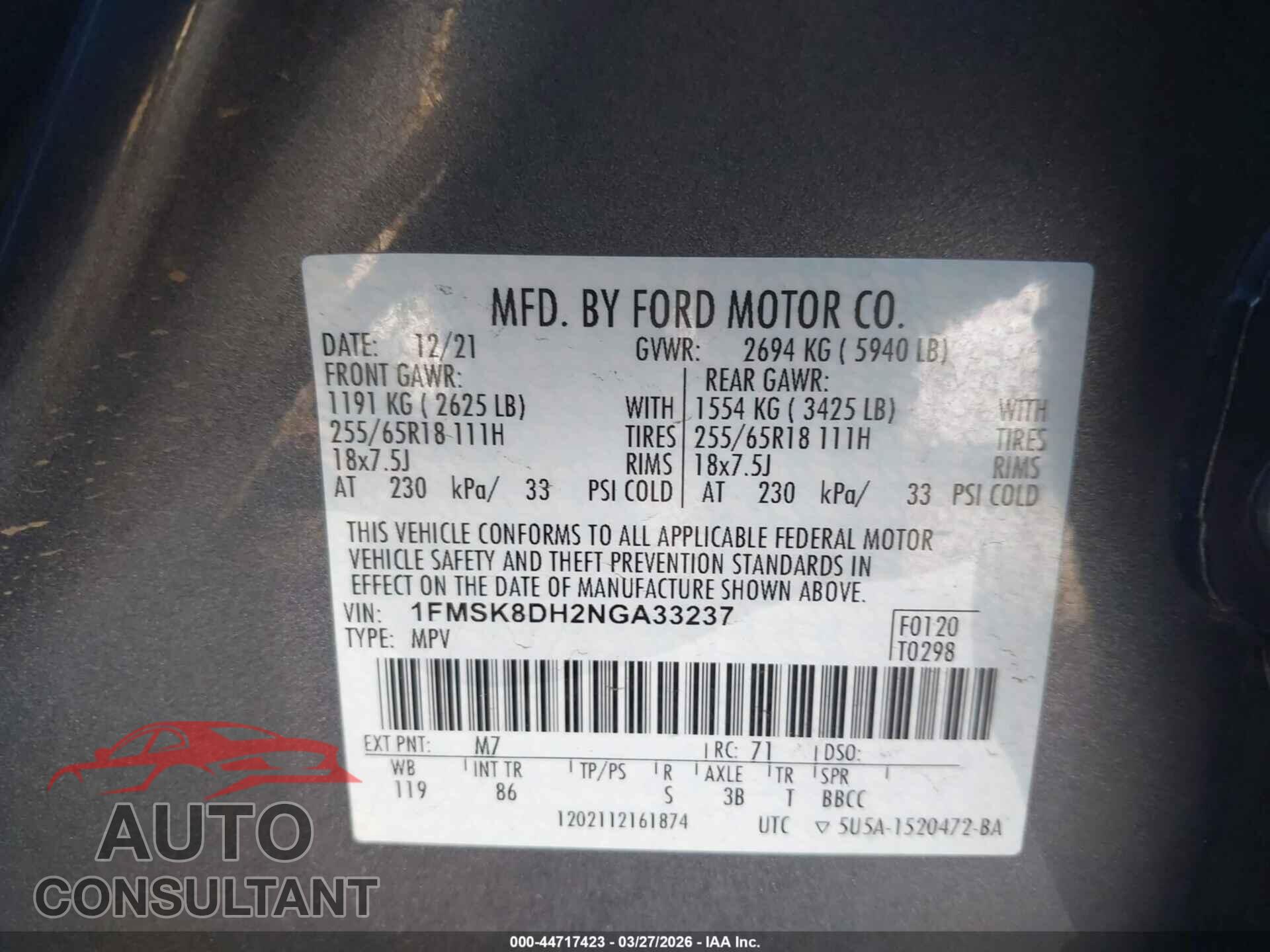 FORD EXPLORER 2022 - 1FMSK8DH2NGA33237
