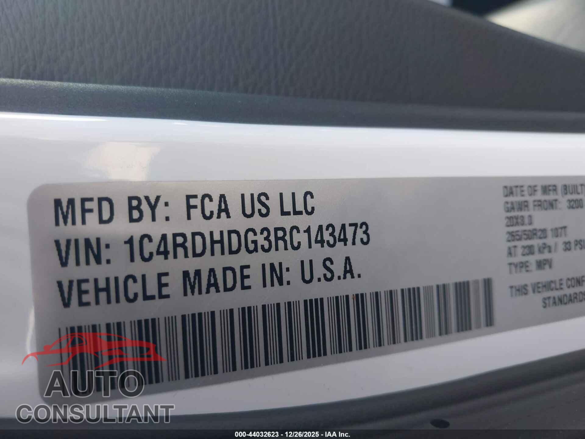 DODGE DURANGO 2024 - 1C4RDHDG3RC143473
