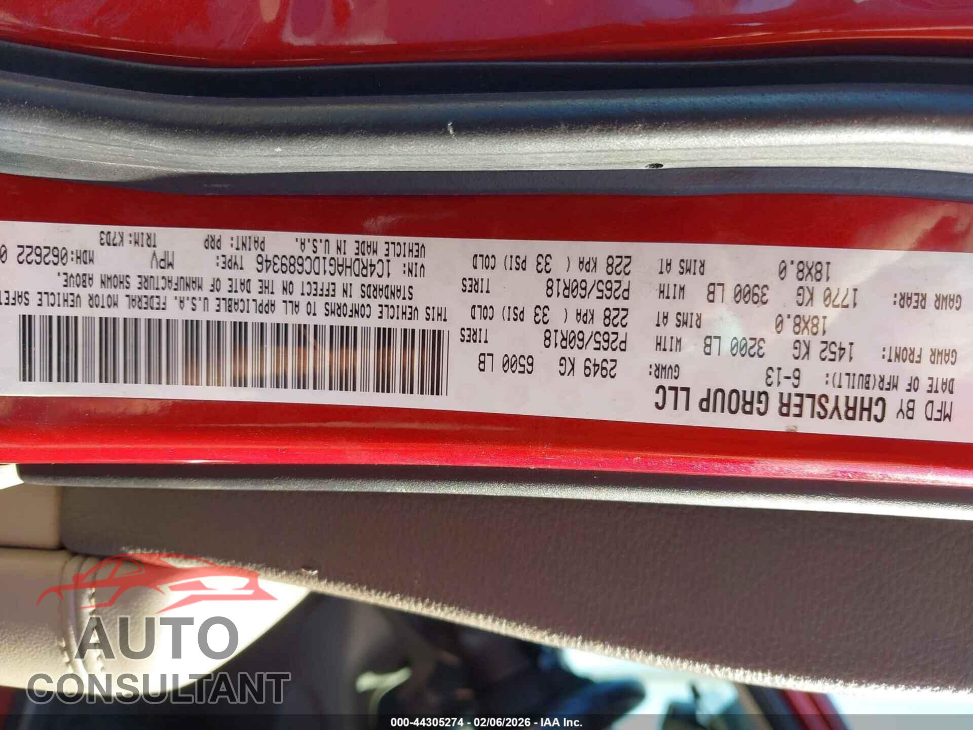 DODGE DURANGO 2013 - 1C4RDHAG1DC689346