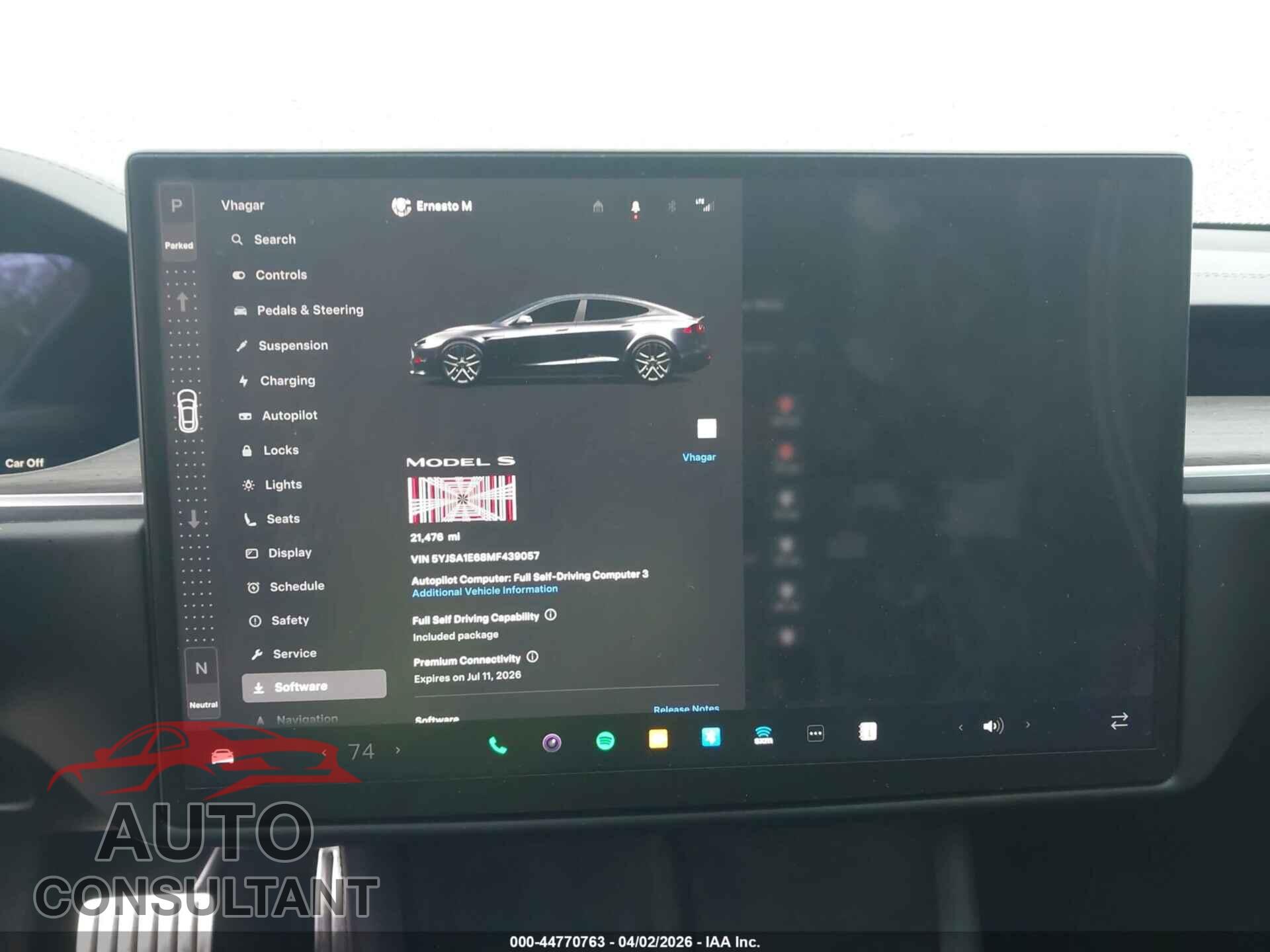 TESLA MODEL S 2021 - 5YJSA1E68MF439057