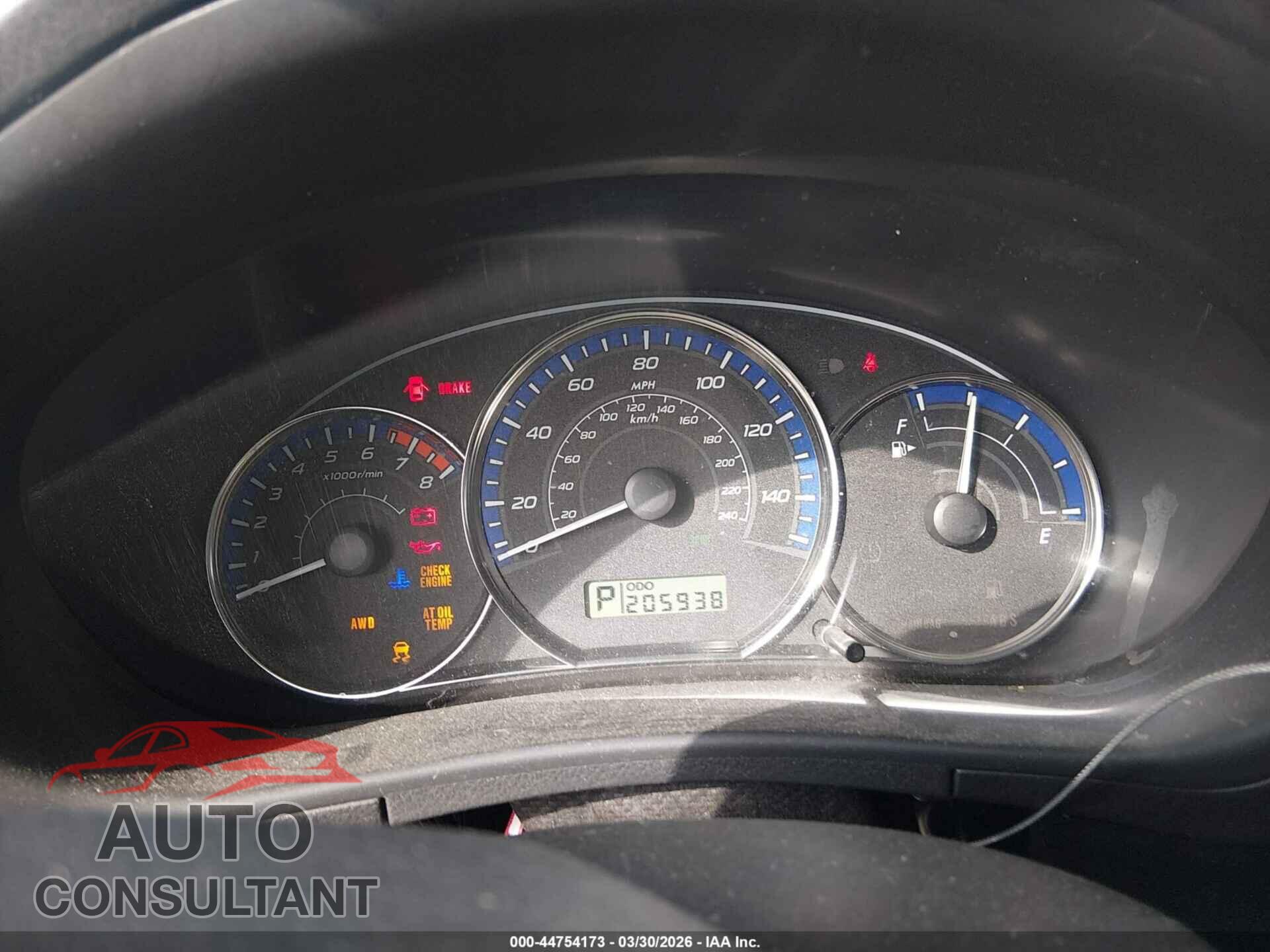 SUBARU FORESTER 2012 - JF2SHBDC8CH444302